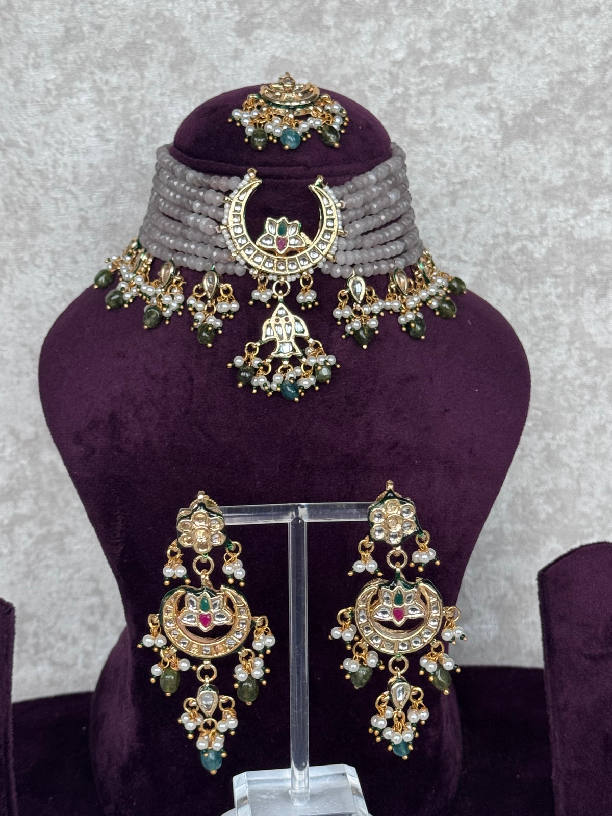 Devika - Kundan & Stone Bead Choker Set | The Tara Collection