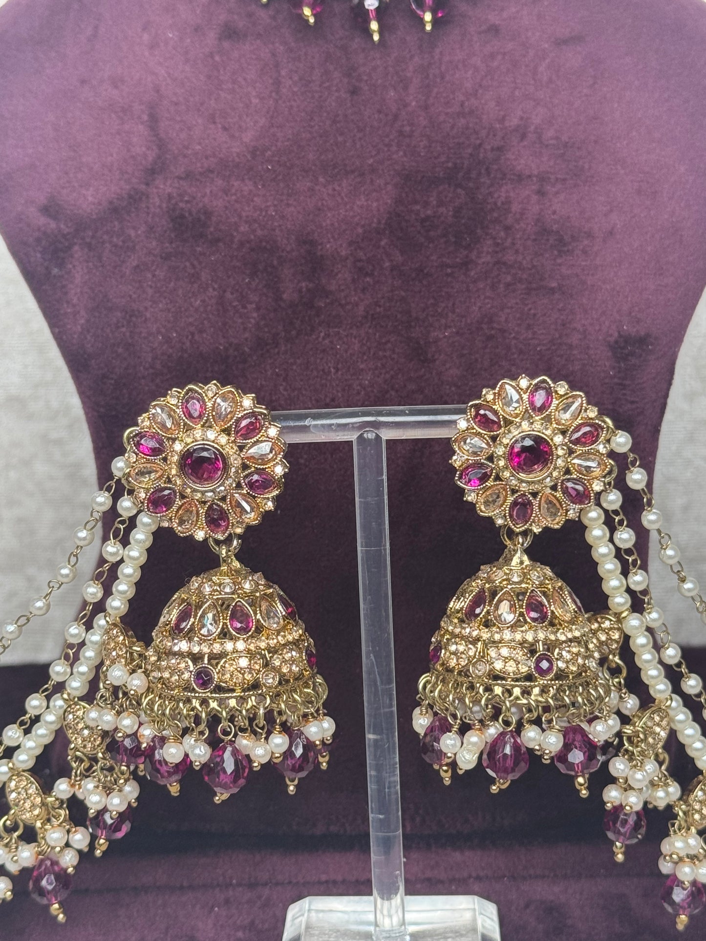 Polki Earring & Tikka Set with Attached Sahara | The Tara Collection