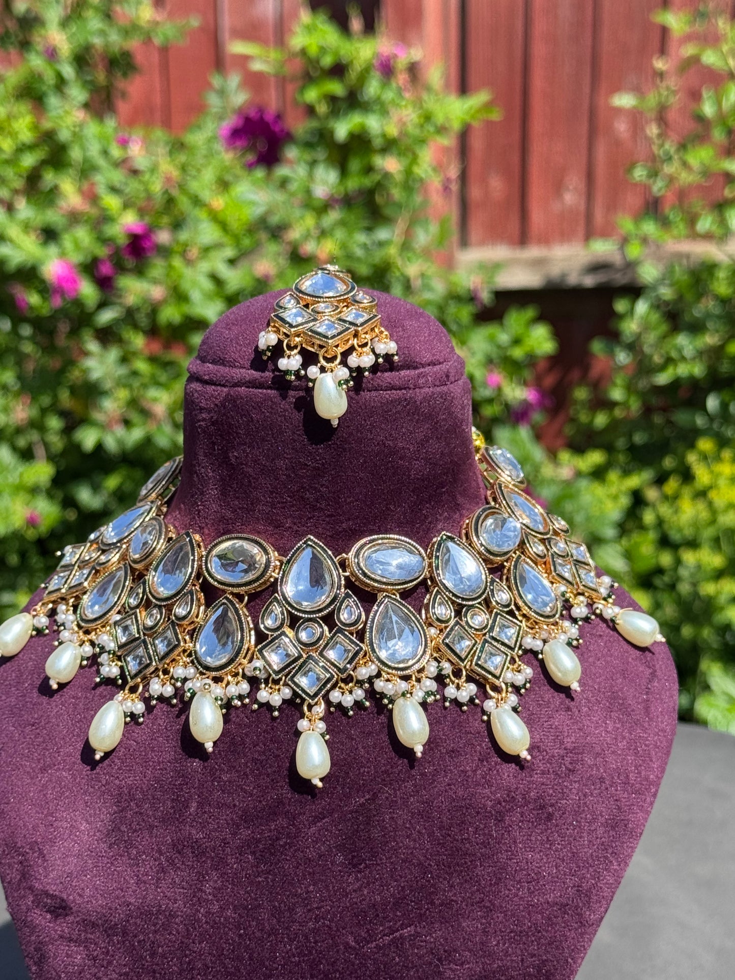 Kundan Style Necklace Set with Meenakari | The Tara Collection
