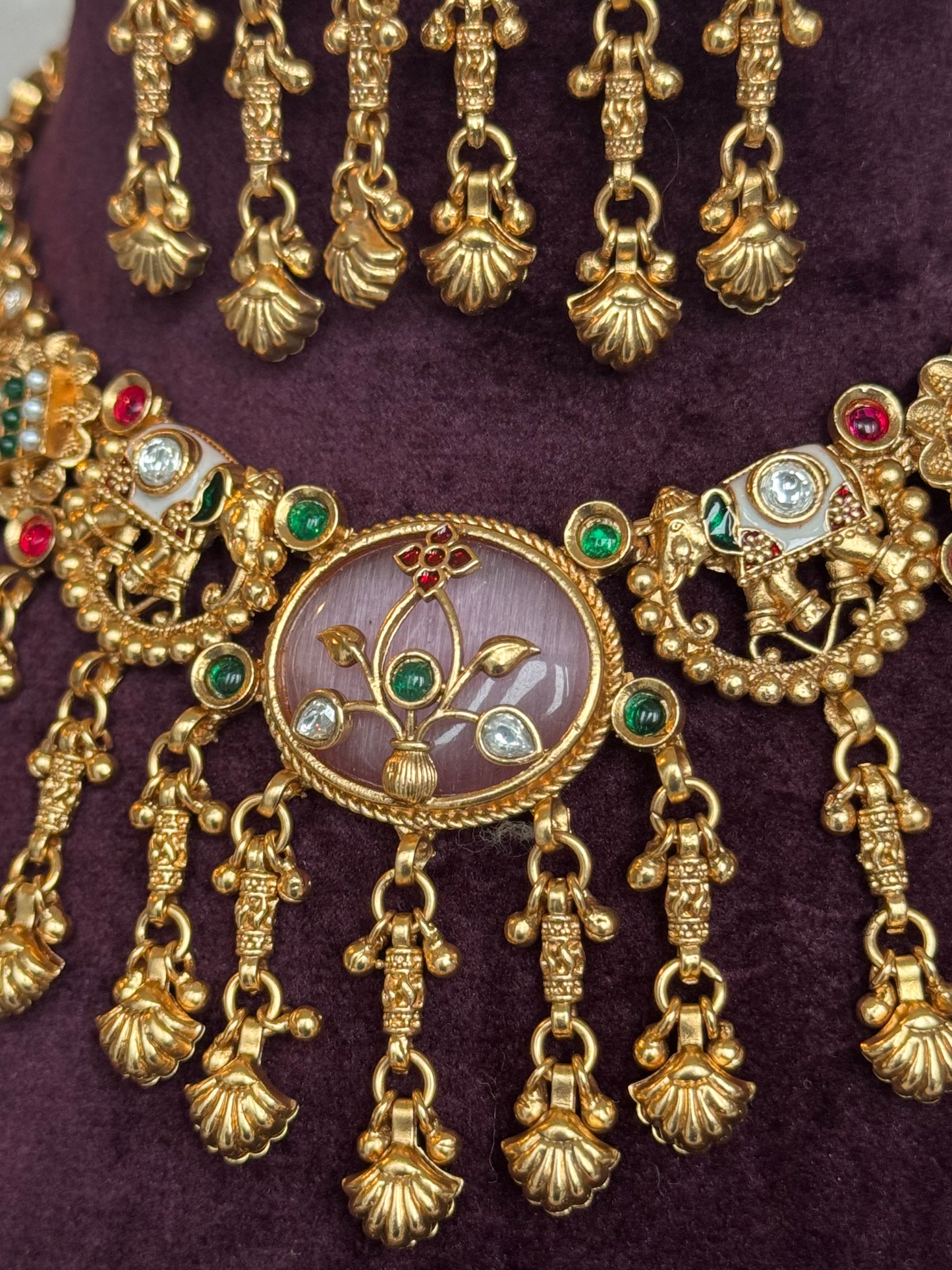 Heritage Necklace Set with Elephant Motif | Necklace & Earrings