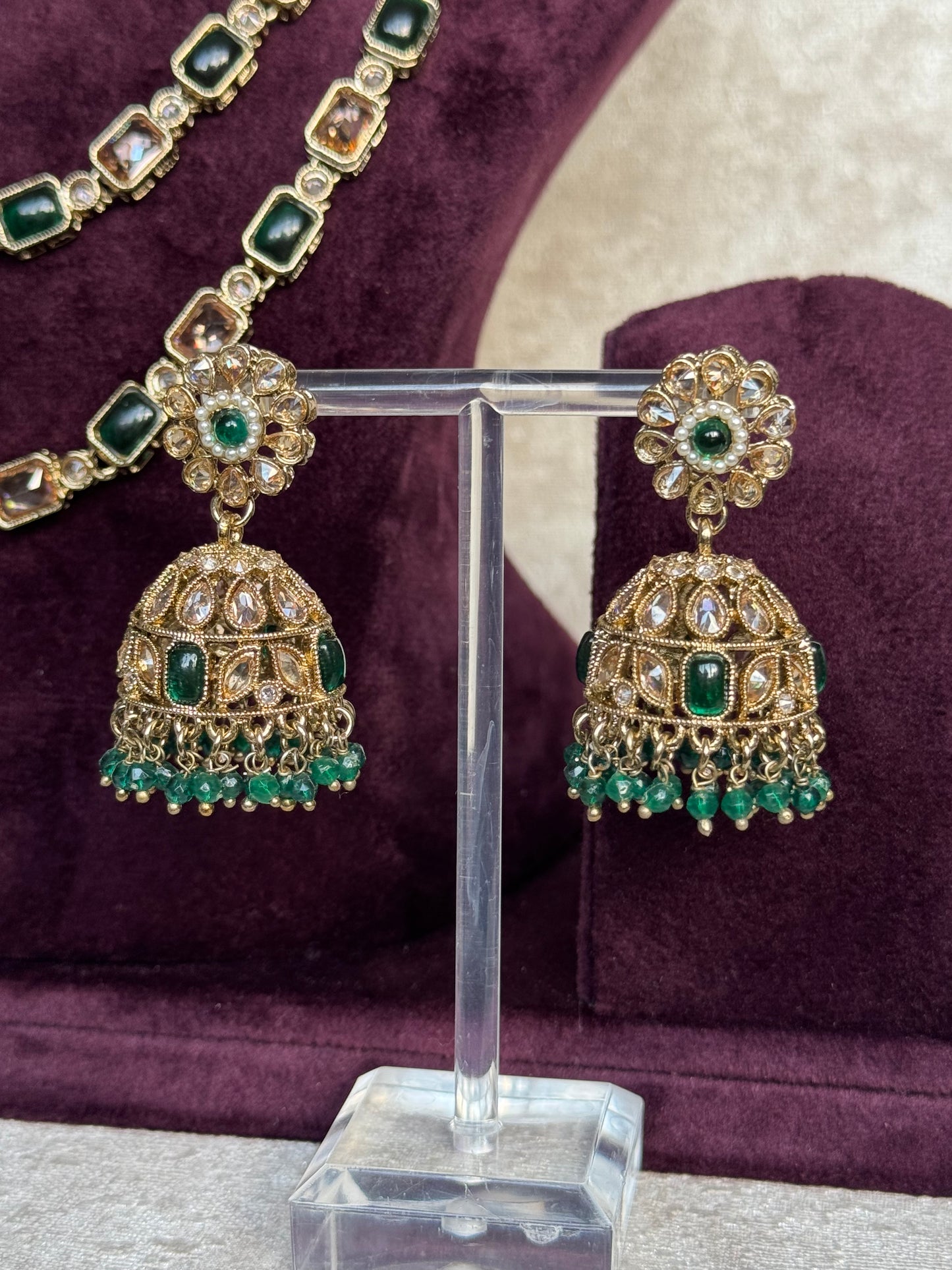 Double Layer Mala Necklace Set | Jhumka Earrings