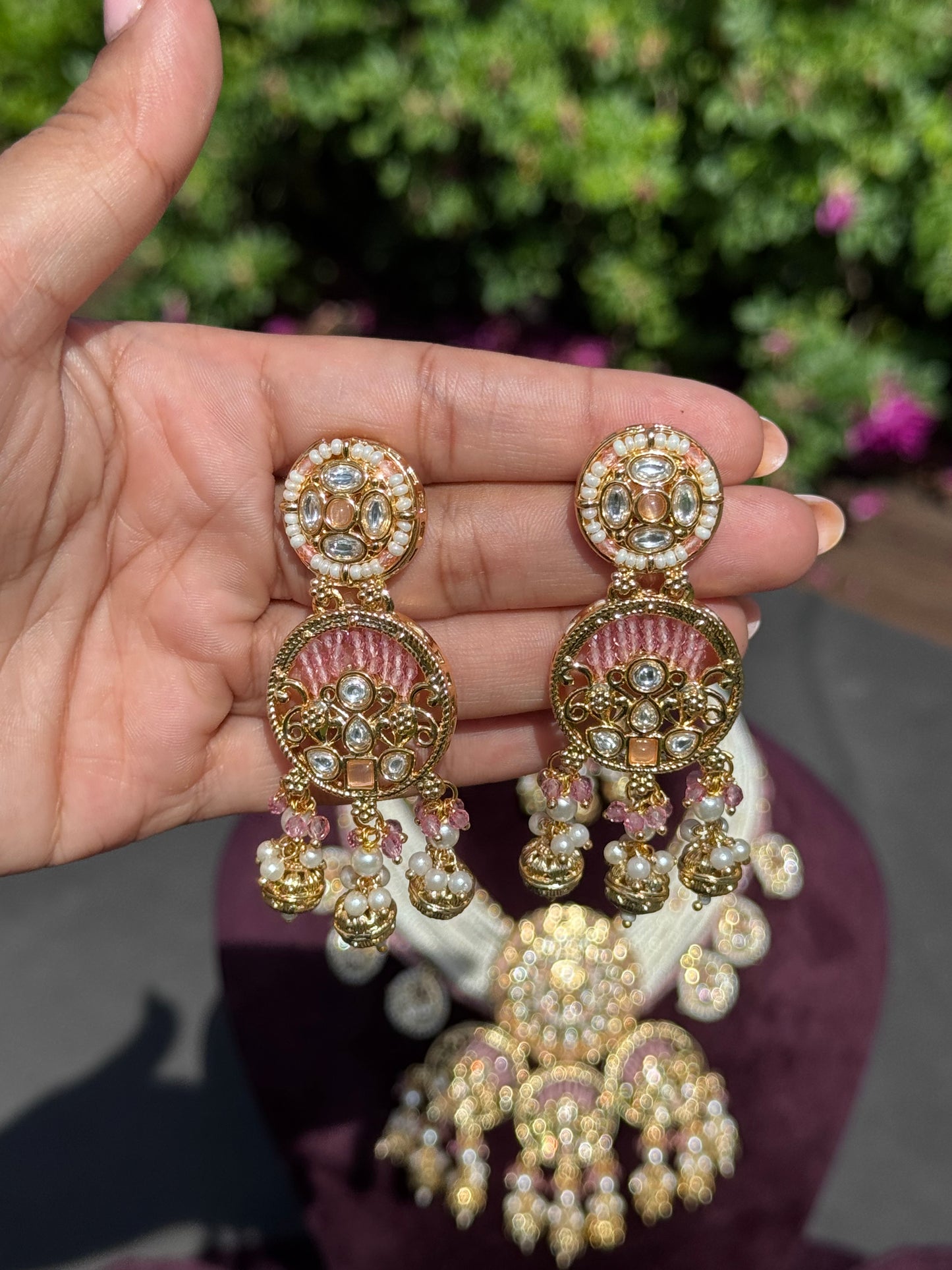 Heritage Rice Bead Pink Necklace Set | The Tara Collection