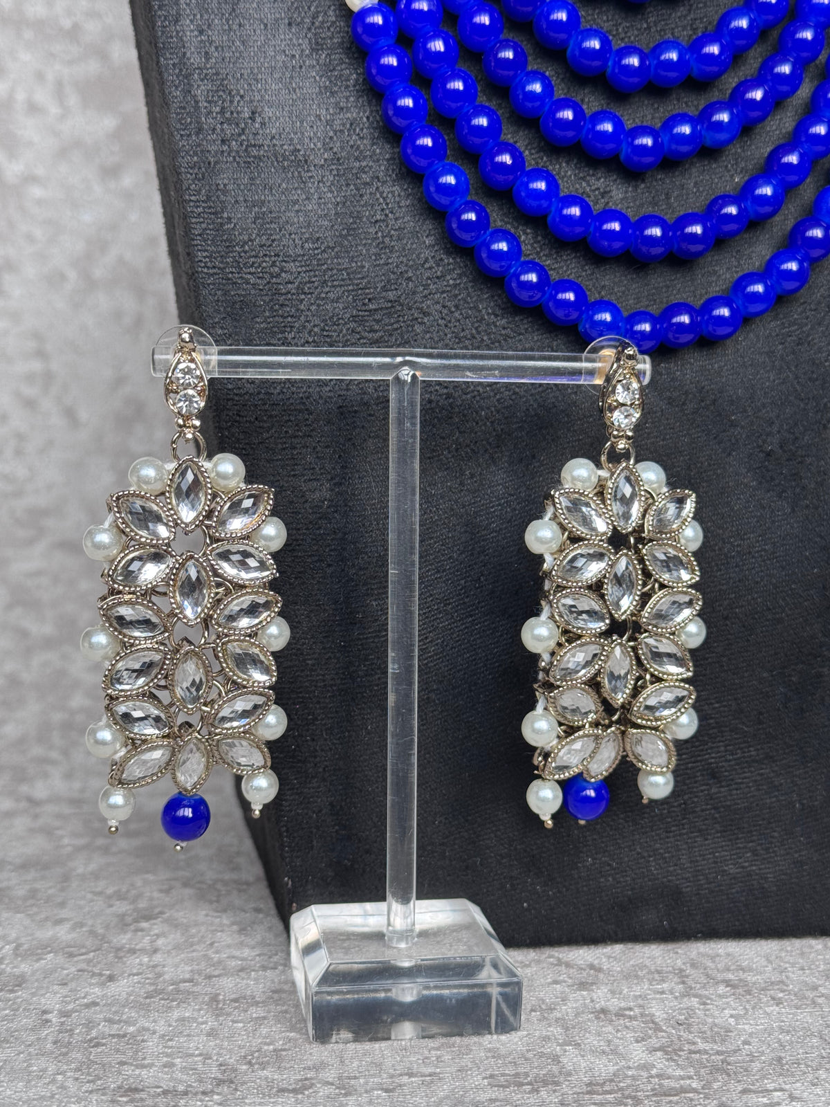 Aisha – Royal Blue & Pearl 4-Piece Necklace Set | The Tara Collection