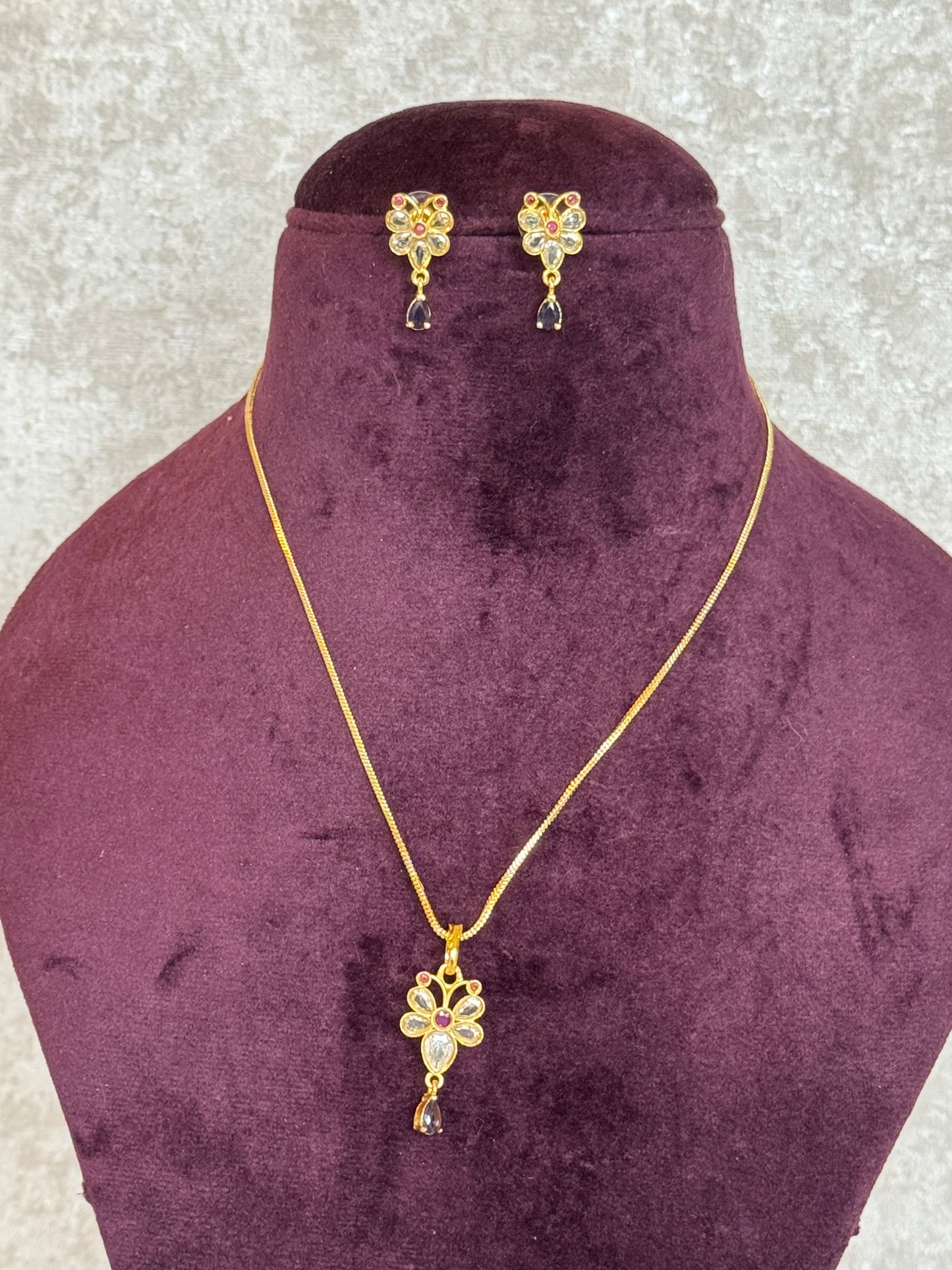 Dainty Gold Pendant Set | Necklace & Studs | The Tara Collection