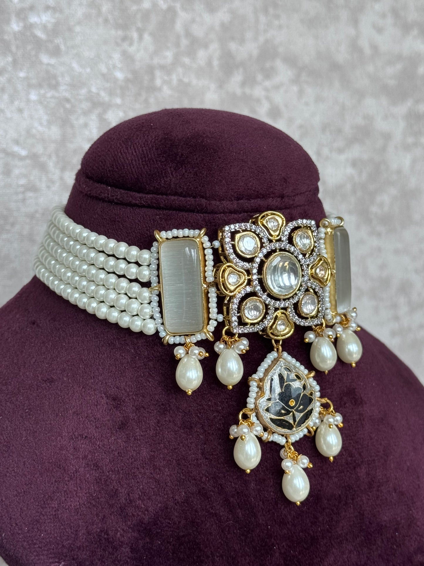 Pearl & Meenakari Choker Set | The Tara Collection