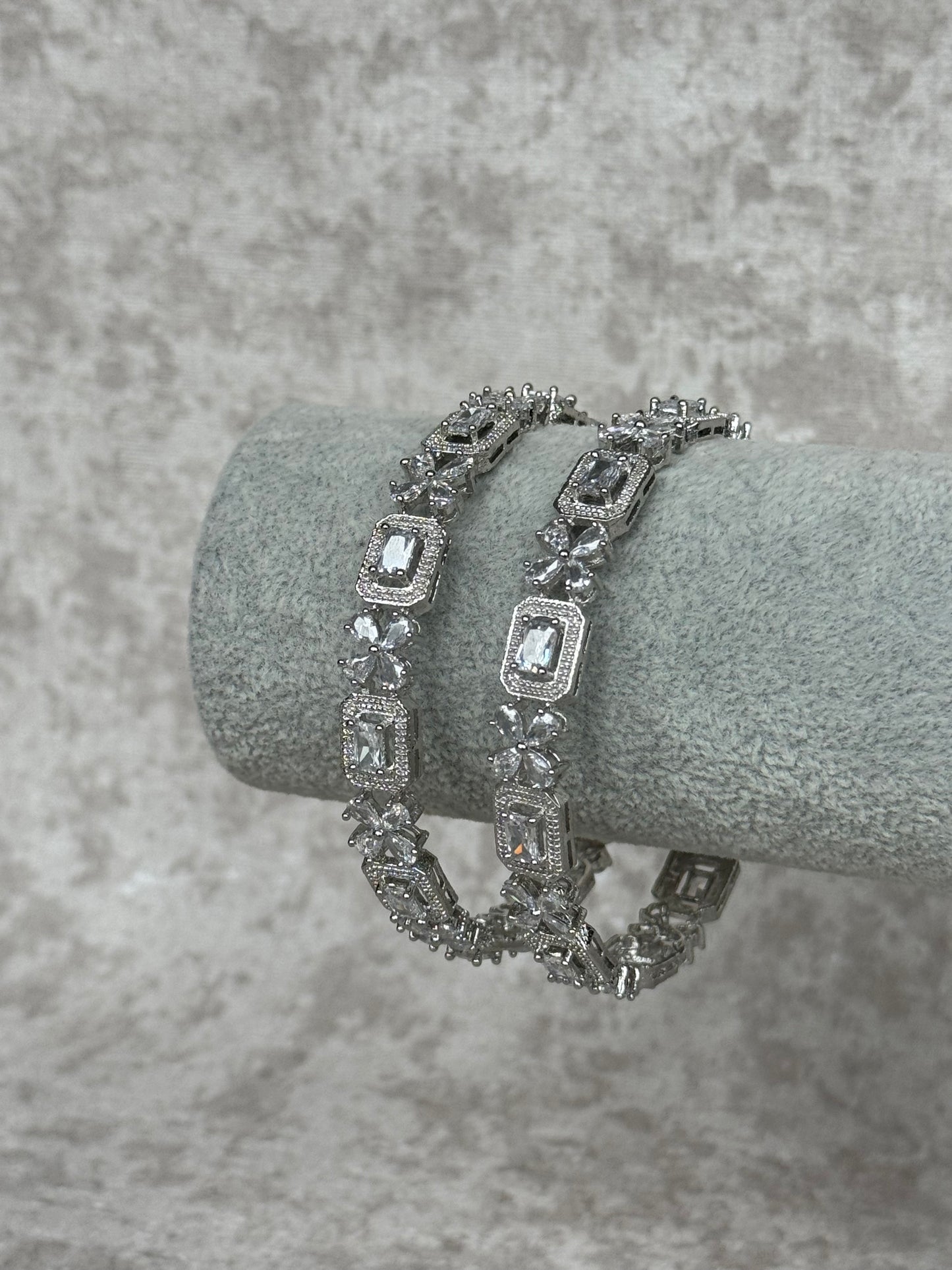 AD Cubic Zirconia Bangles (set of 2)