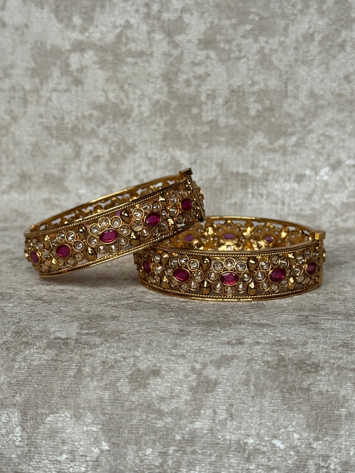 Gold & Ruby Bangle Set