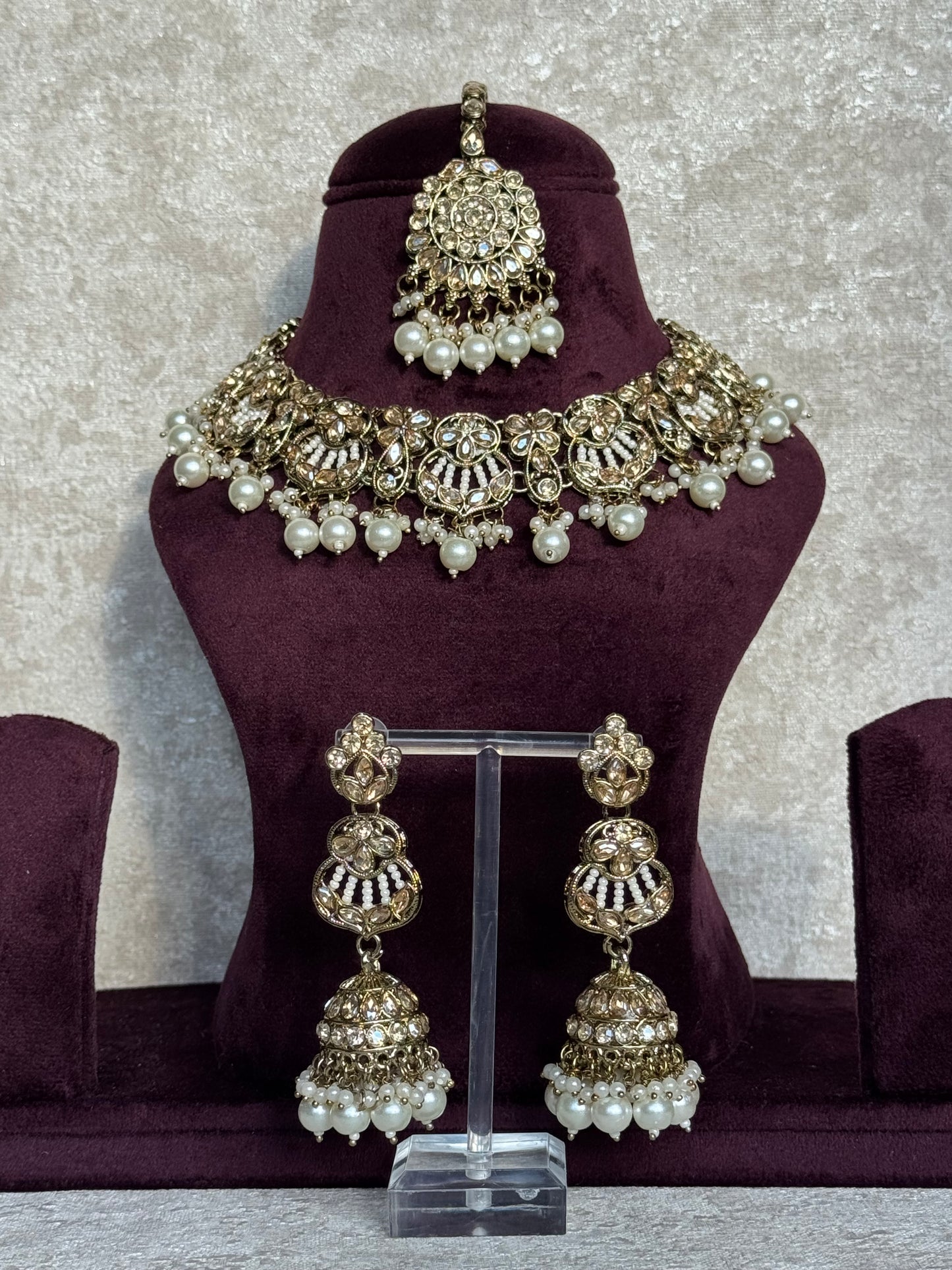 Crystal Beaded Set | Jhumka Earrings & Tikka