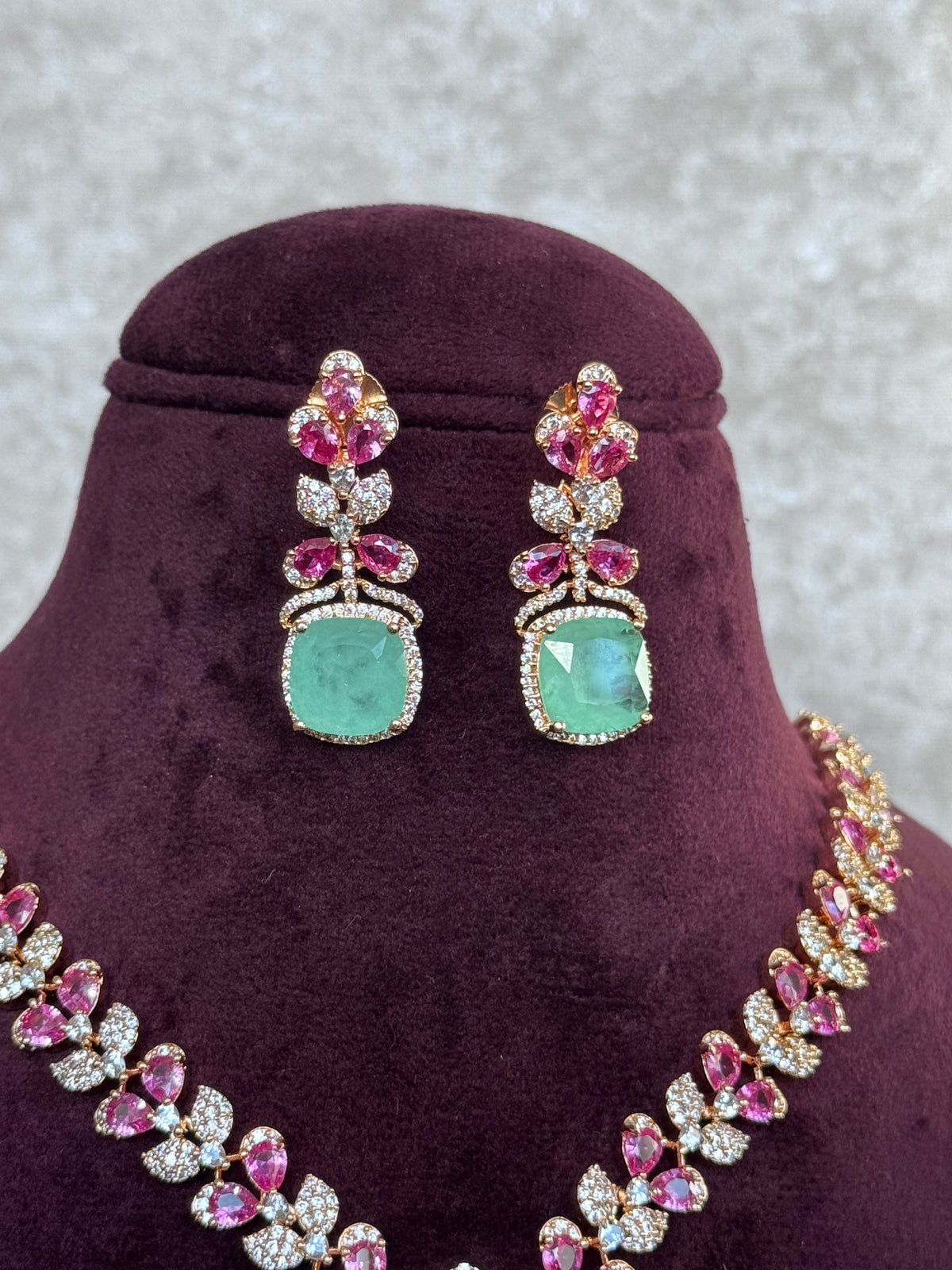 Lavanya - Floral AD Stone Necklace Set | The Tara Collection