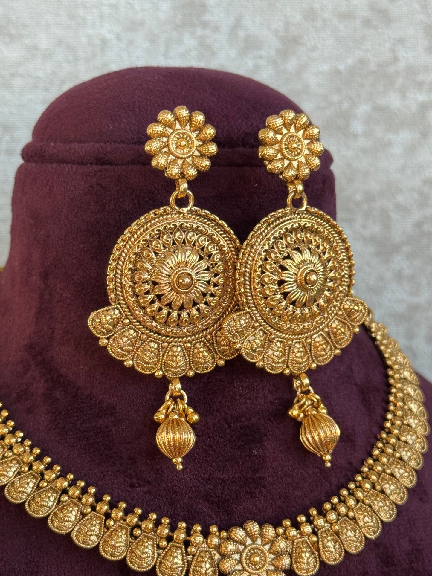Elegant Gold Necklace Set | Necklace & Earrings
