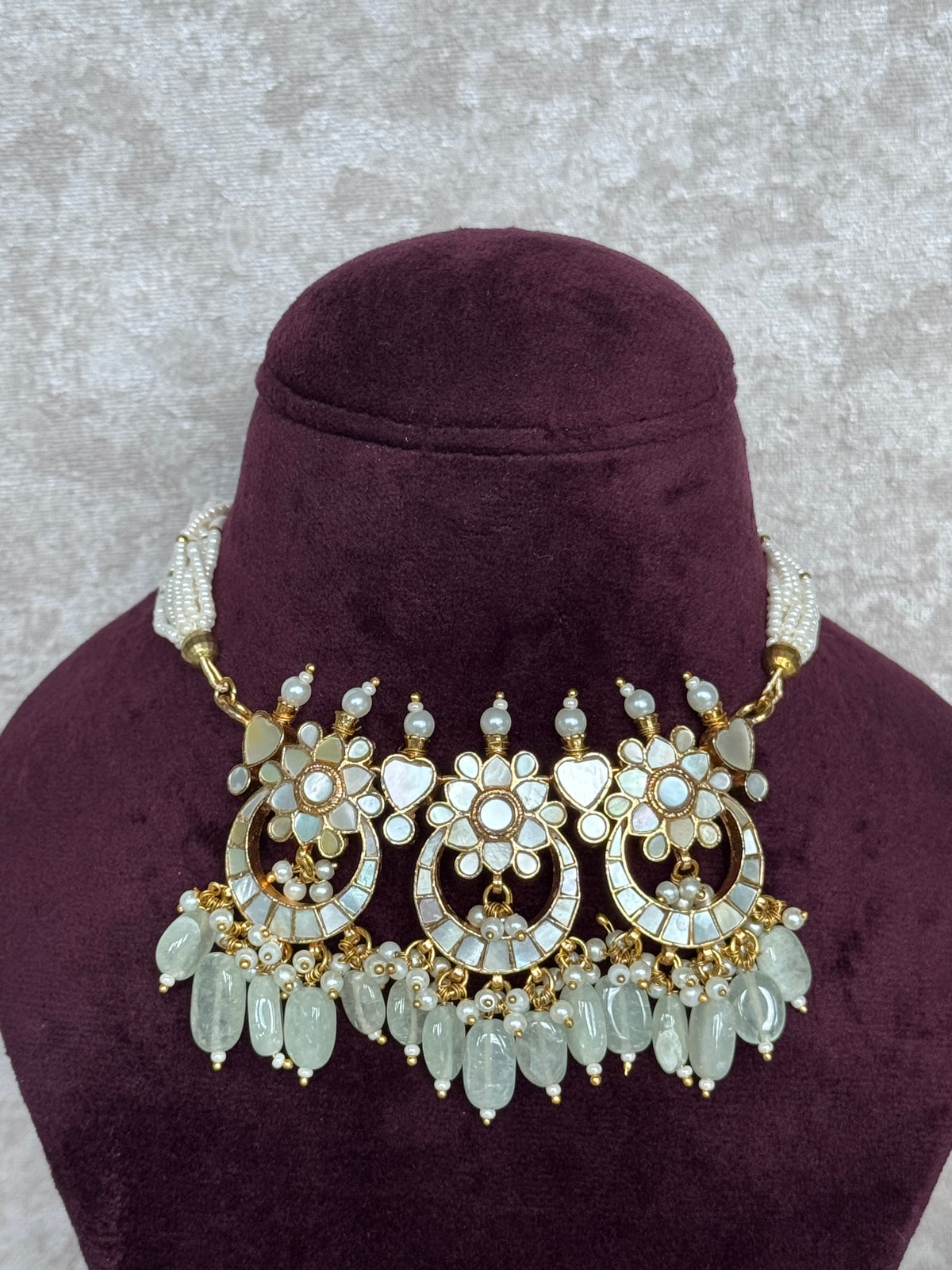 Parul - Luxury Mother of Pearl Choker Set | The Tara Collection
