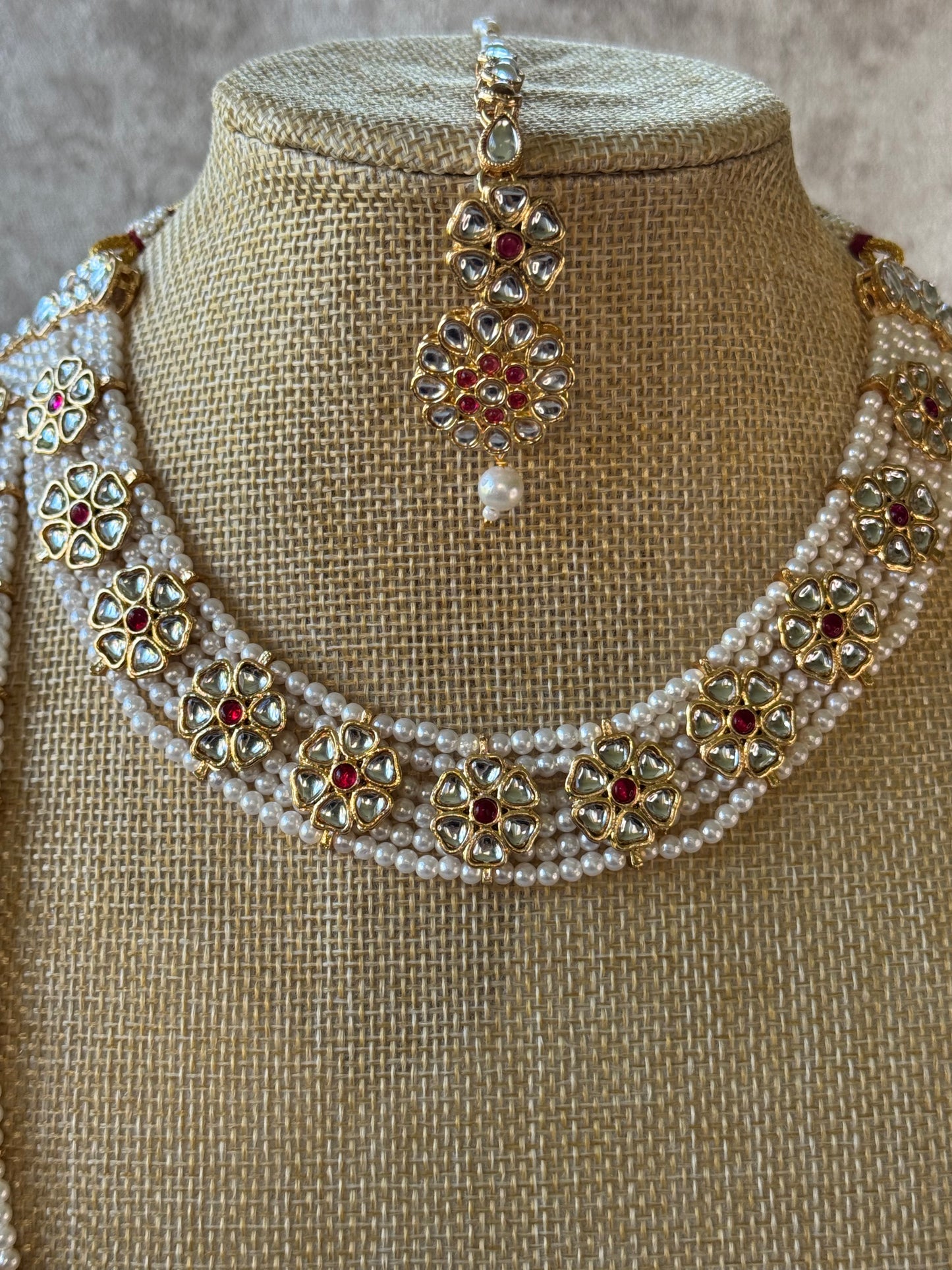 Regal Pearl Necklace Set with Jhumka Earring