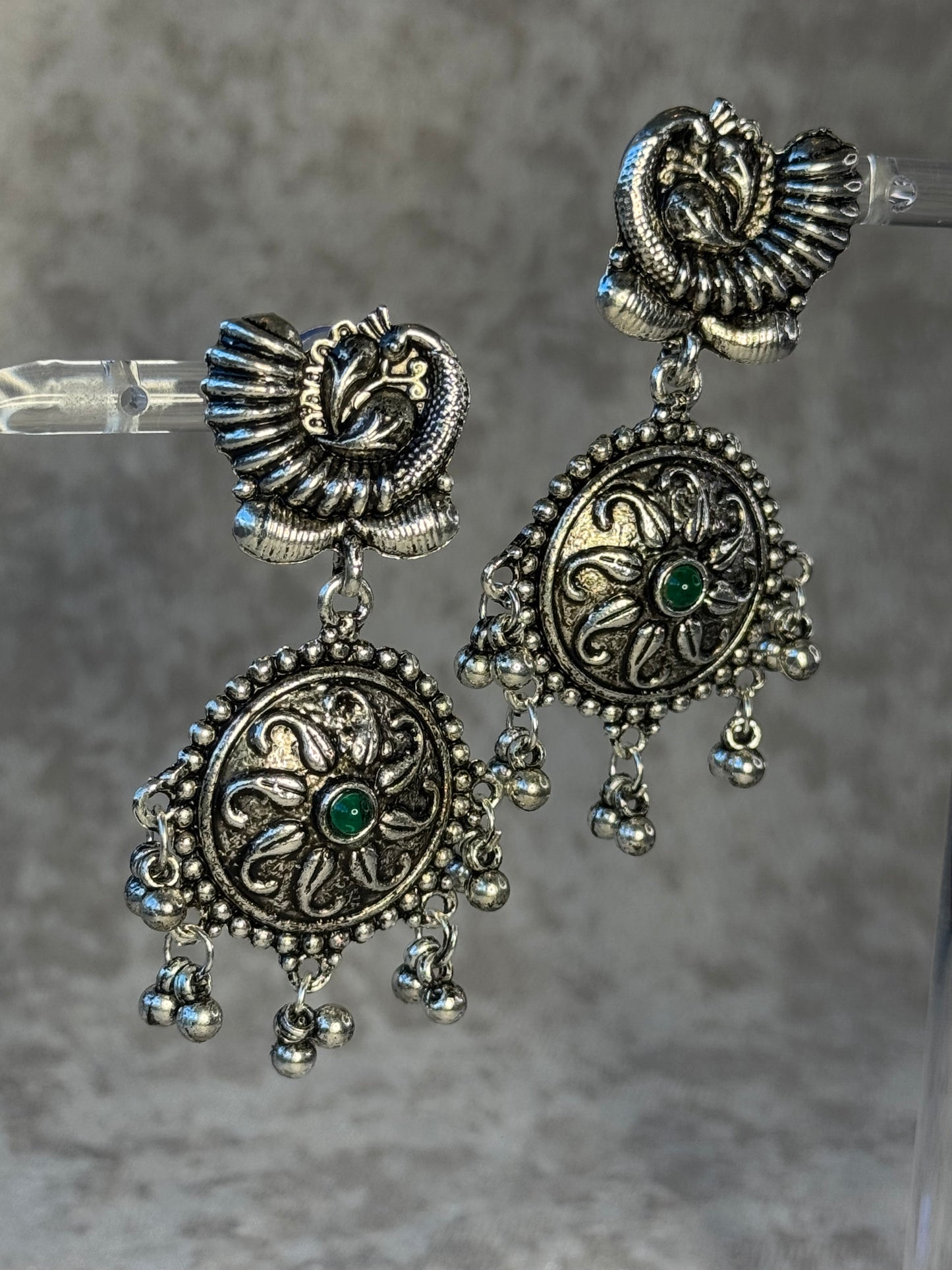 Oxidised Silver Circle-Shaped Earrings