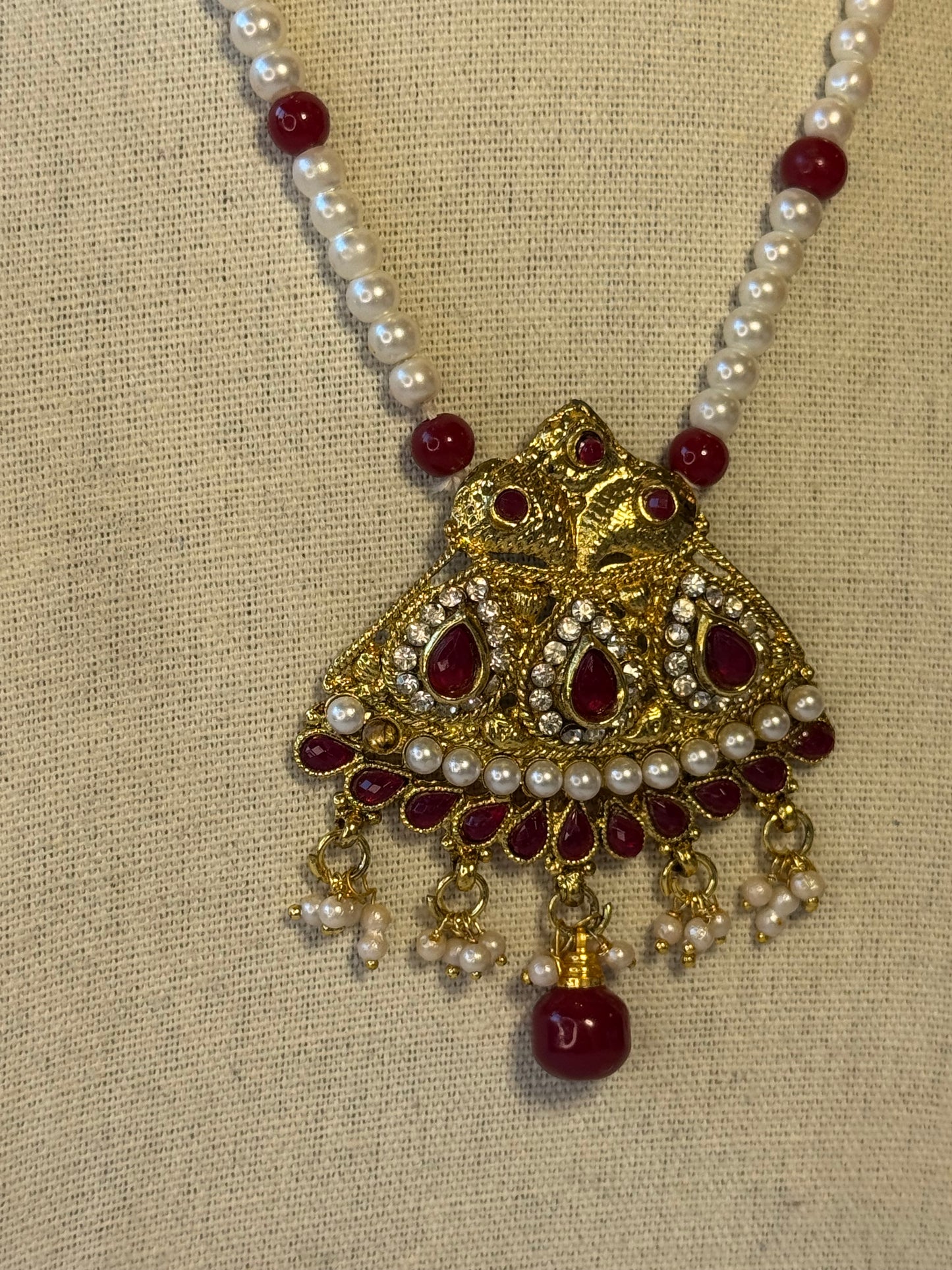 Pearl & Ruby Necklace Set