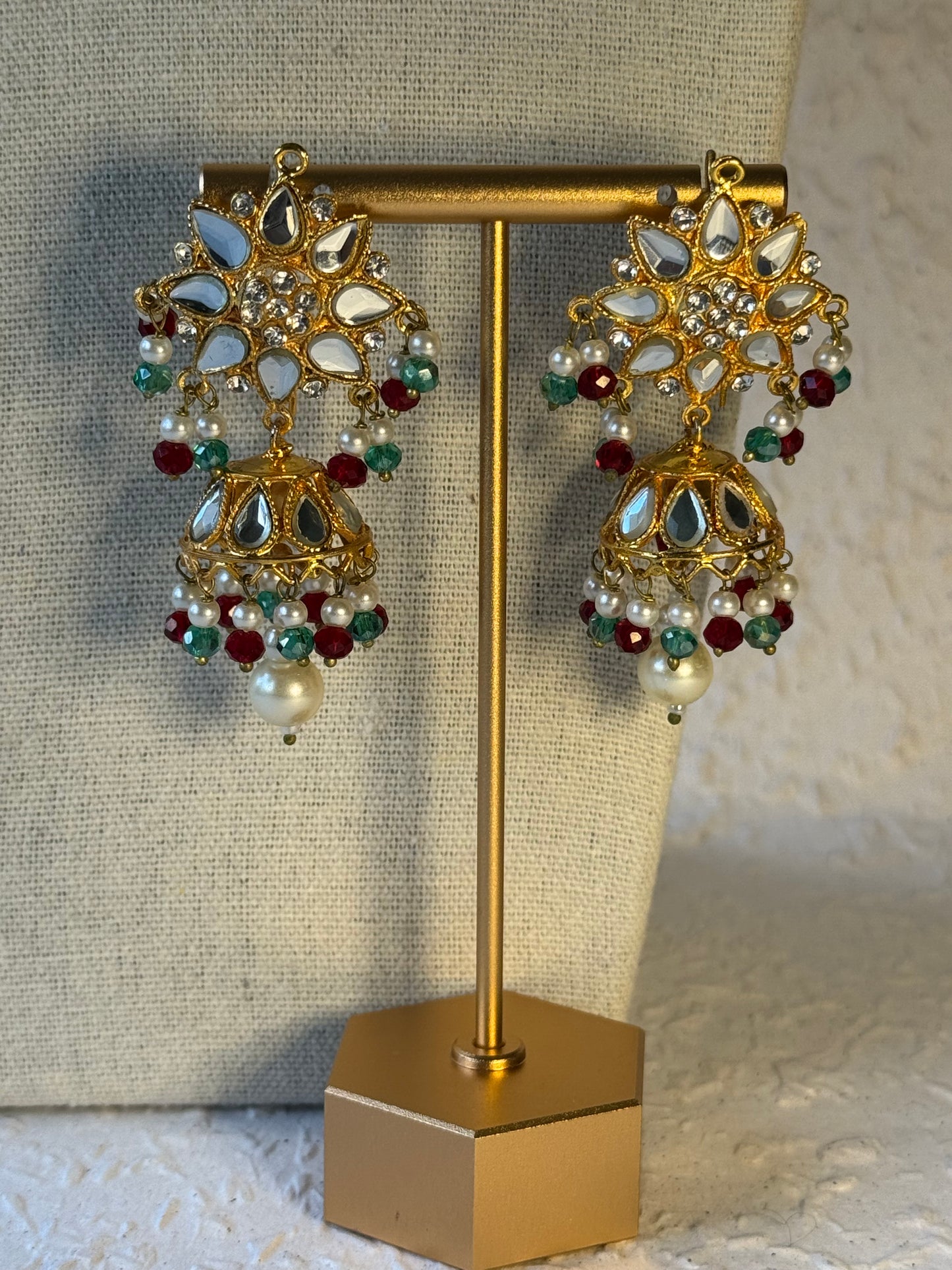 Regal Gold Necklace set with Ruby Green Accents