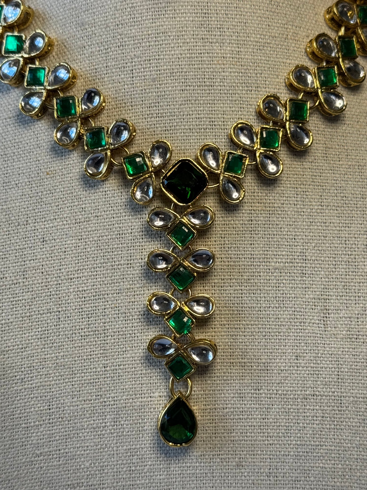 Emerald Green Necklace set with tikka