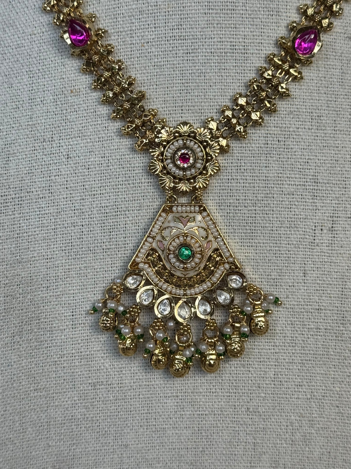 Heritage Necklace Set with Gold Plating and Meenakari work
