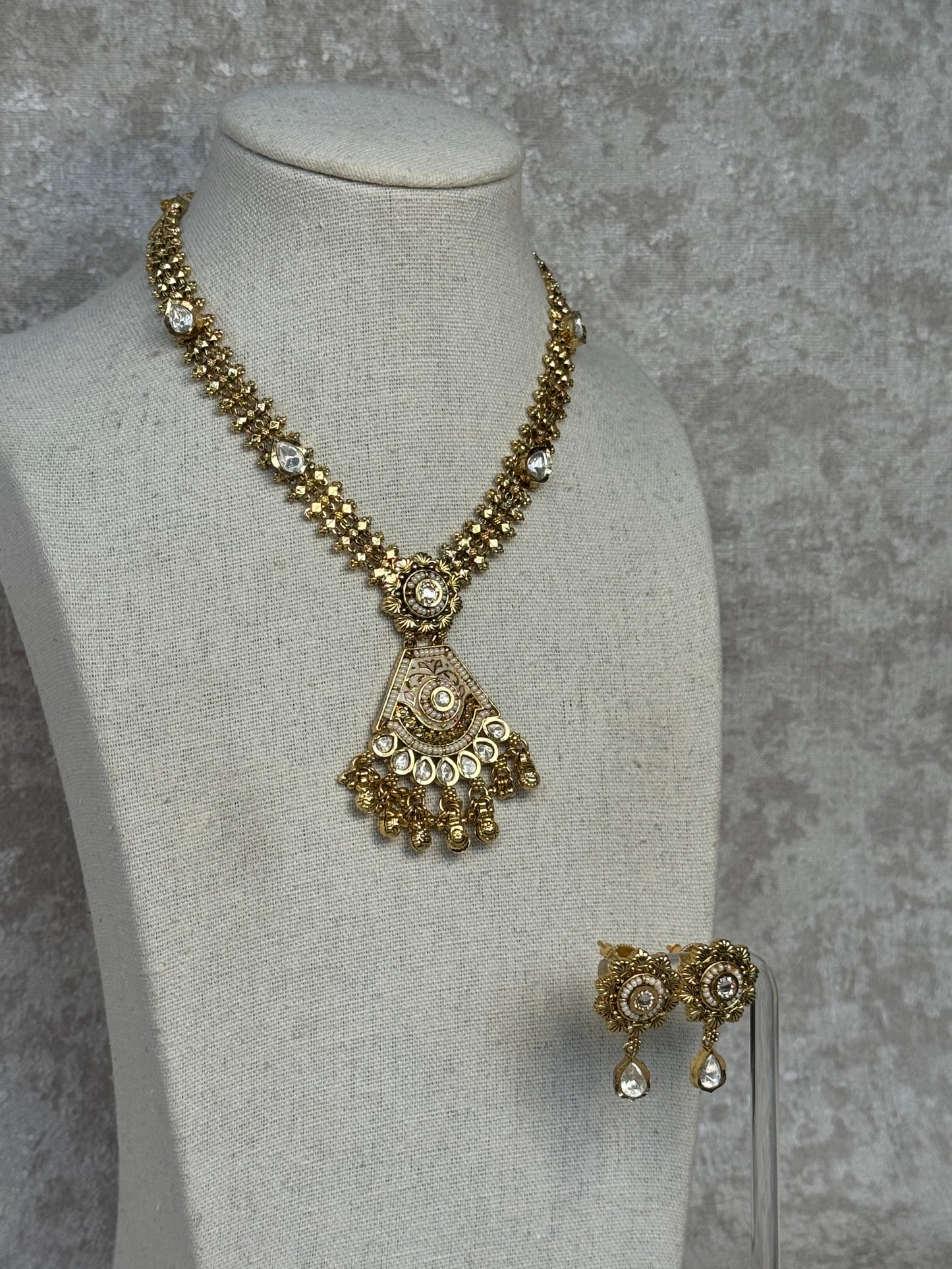 Heritage Necklace Set with Gold Plating and Meenakari work