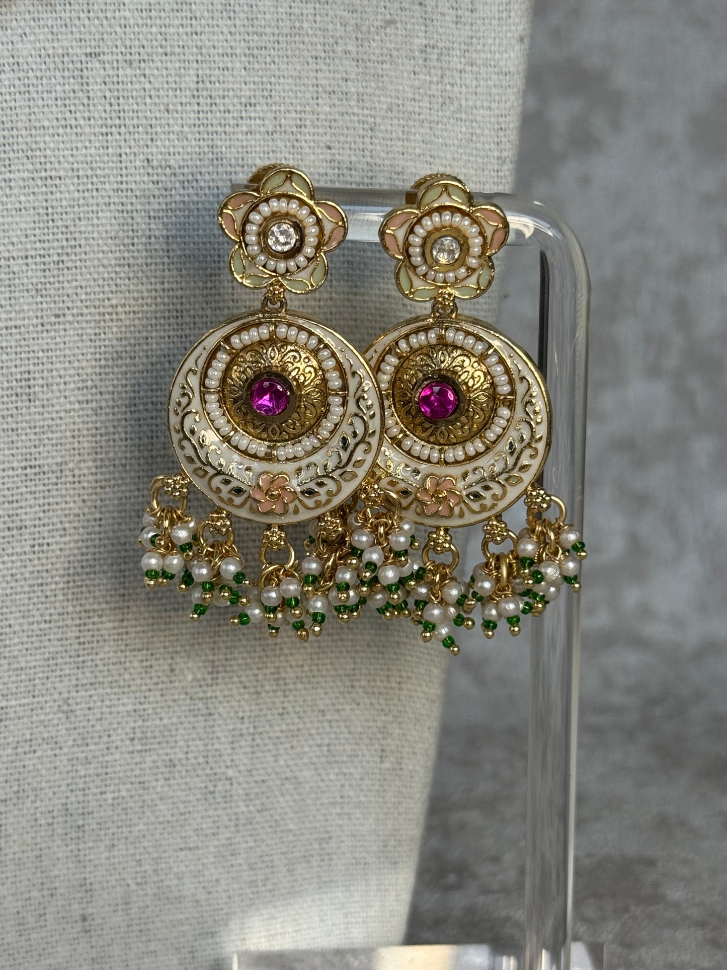 Polki Heritage Necklace Set with Meenakari details