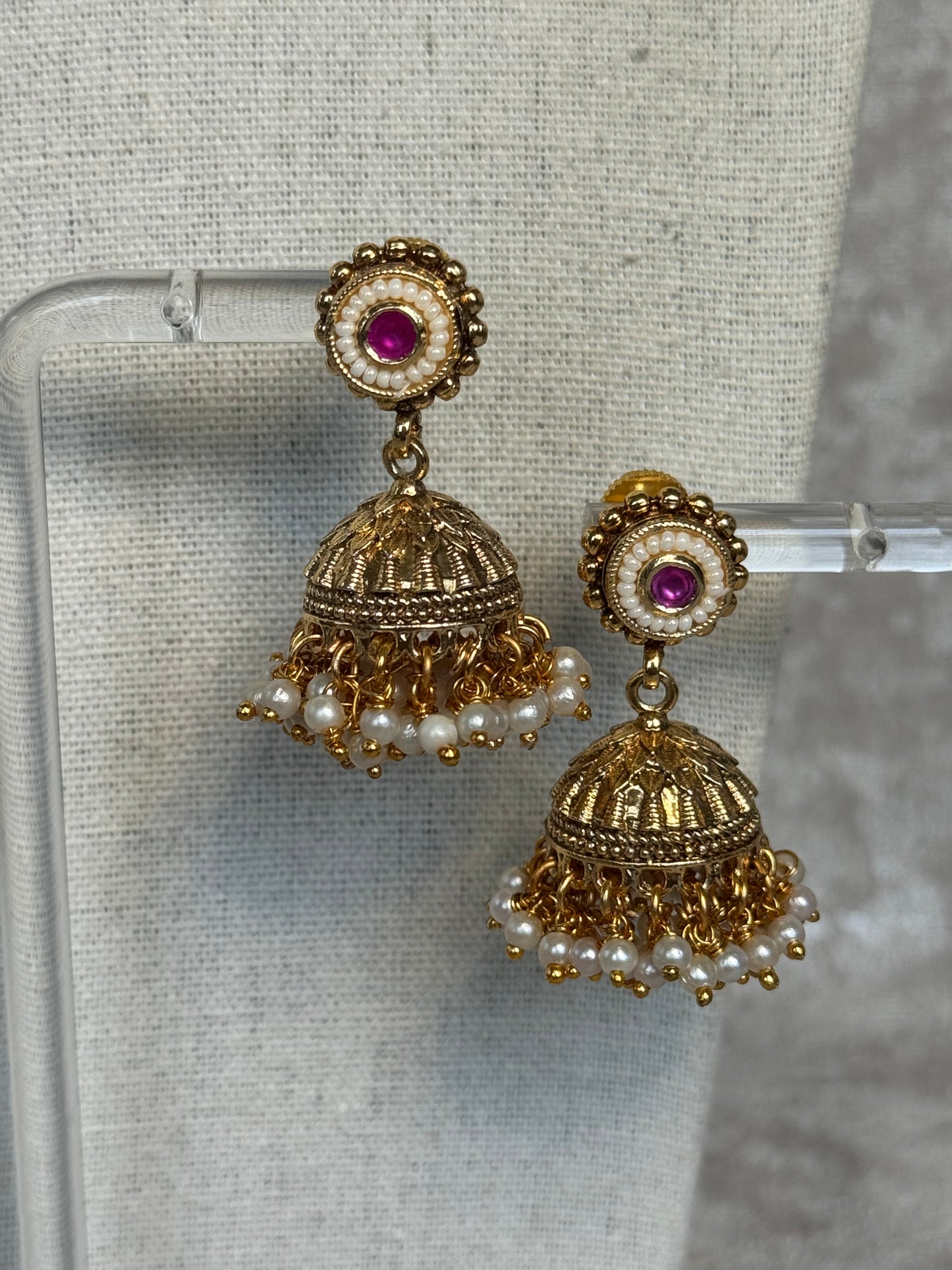 Moti Necklace Set with Matte Gold Plating