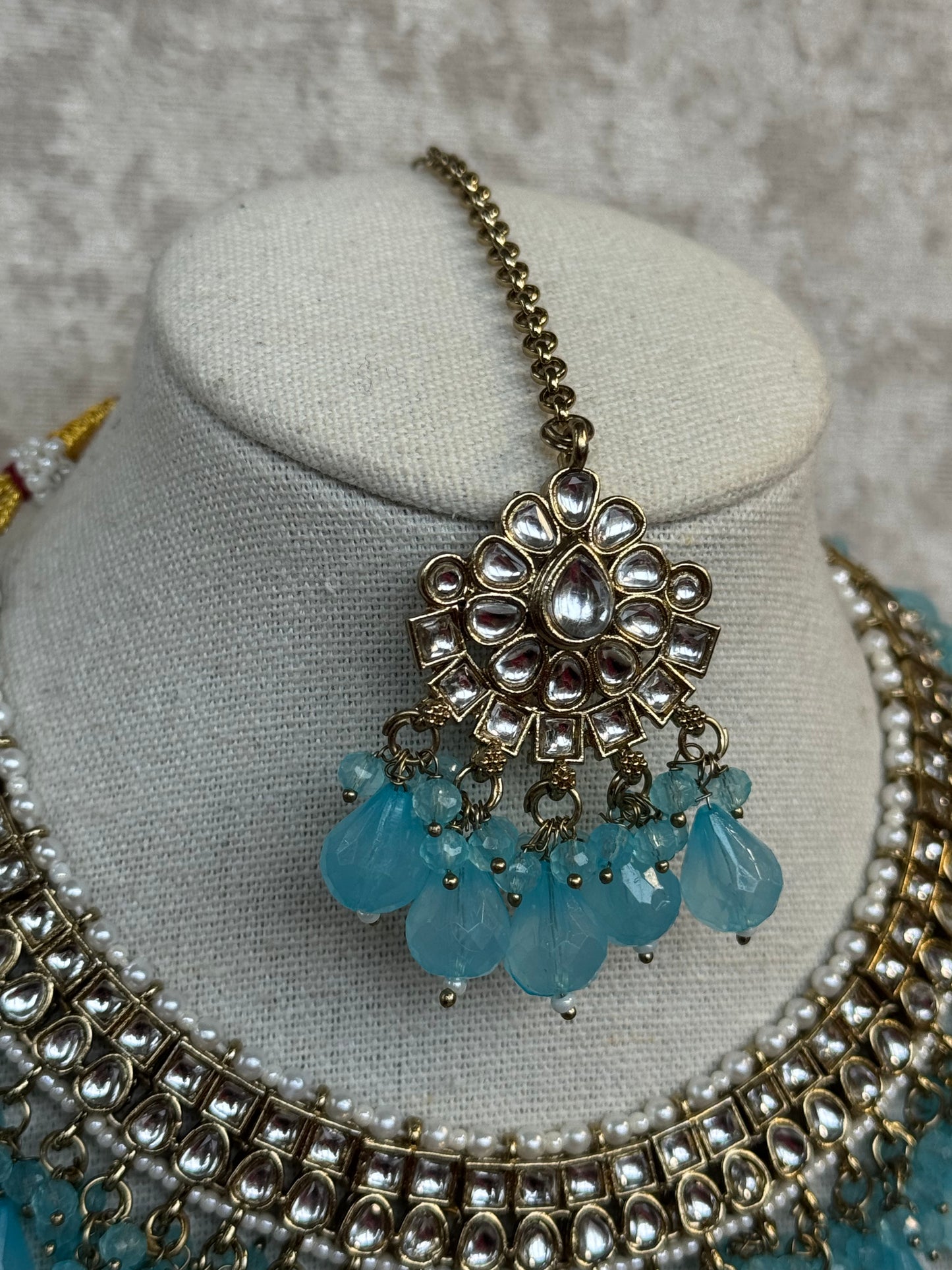 Kundan Necklace Set with Earrings & Tikka