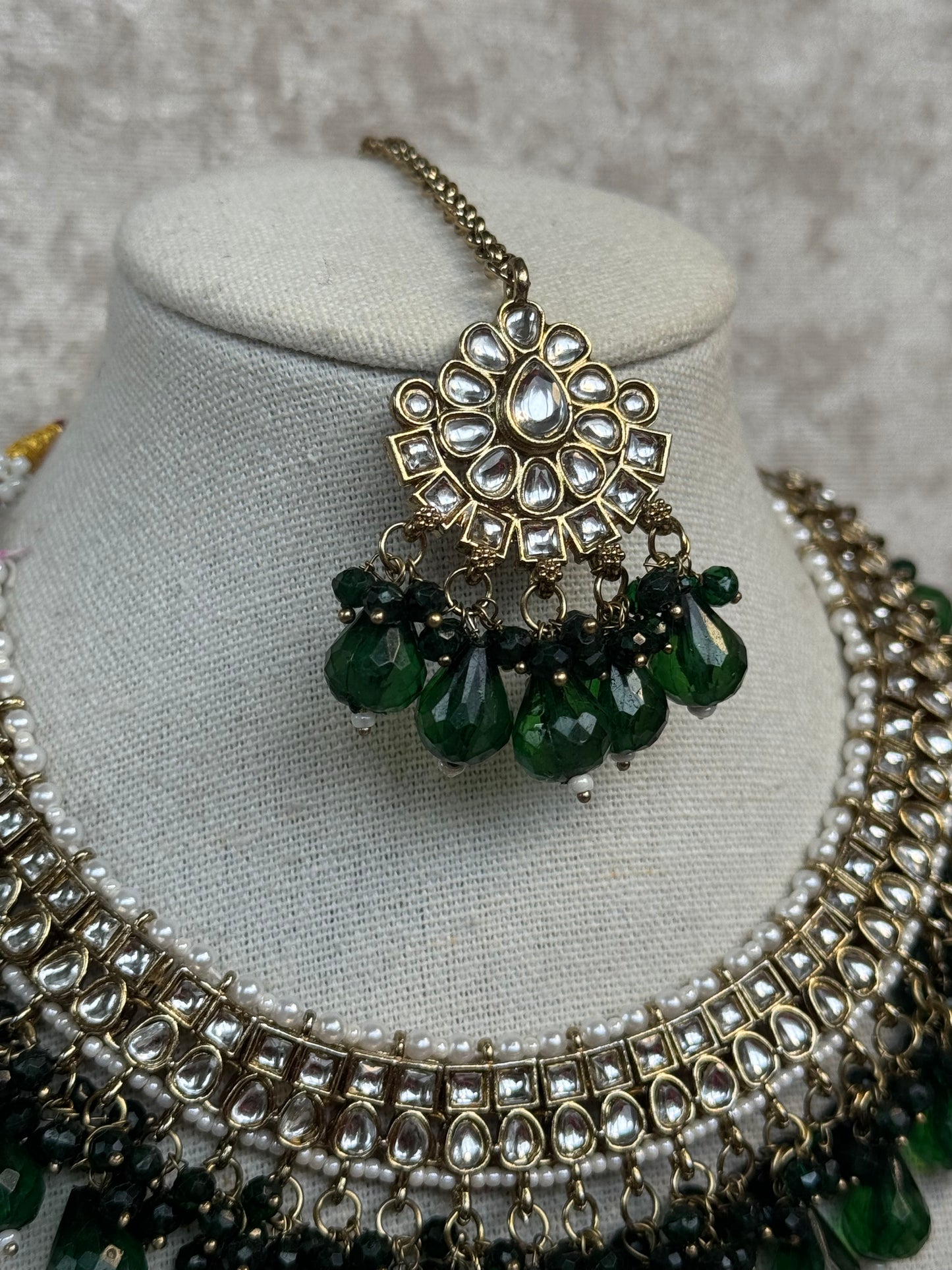 Kundan Necklace Set with Earrings & Tikka