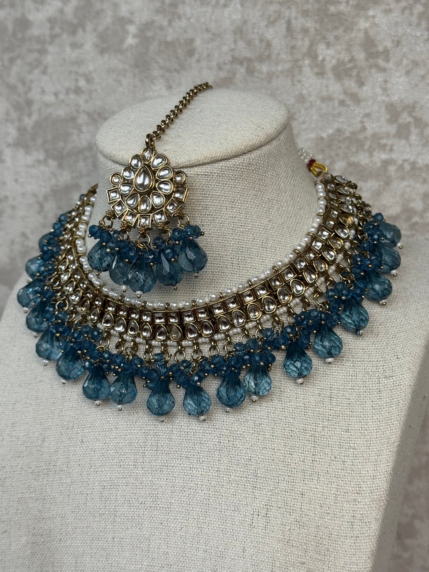 Kundan Necklace Set with Earrings & Tikka