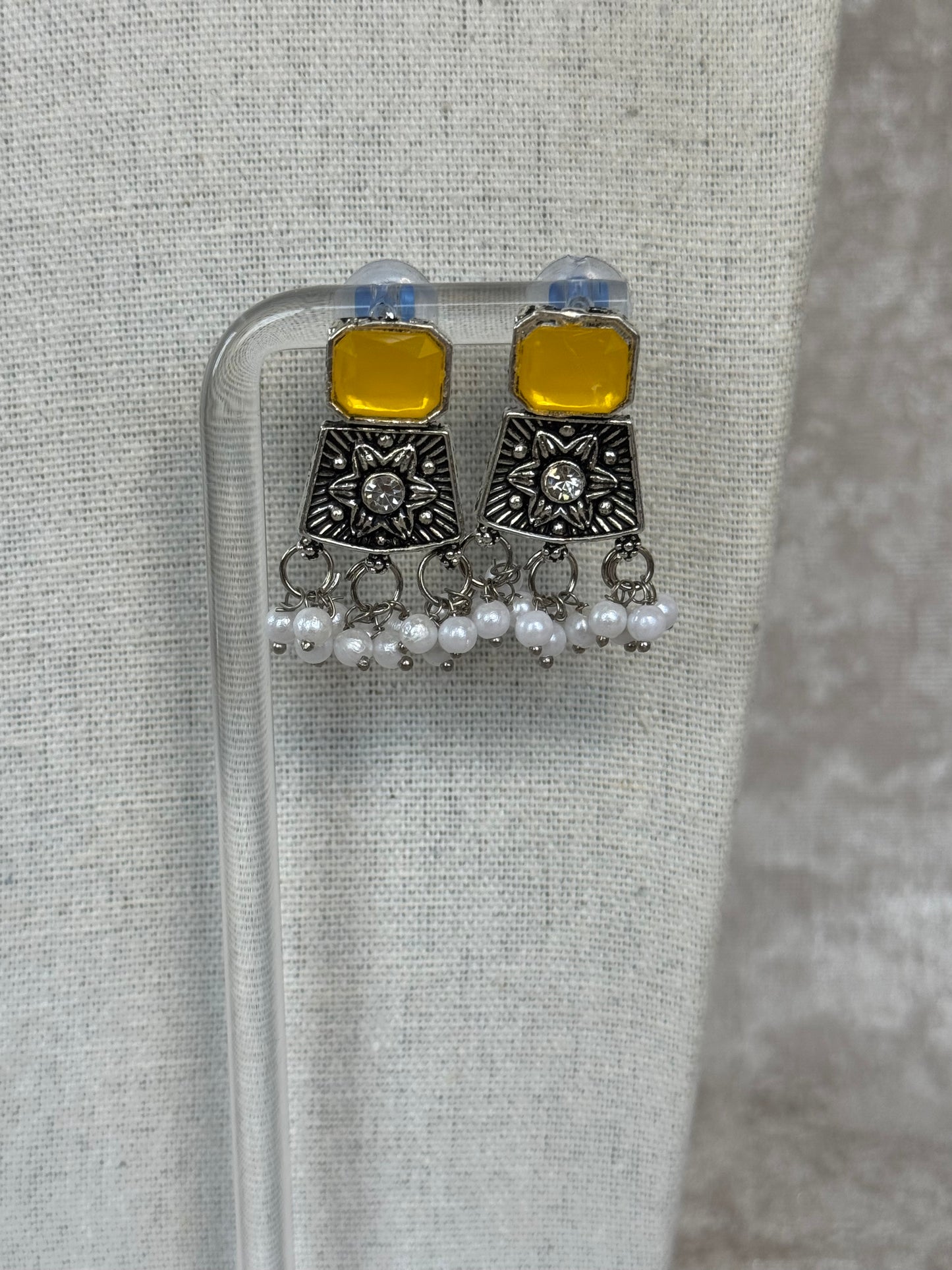Oxidised Clustered Pearl Necklace Set