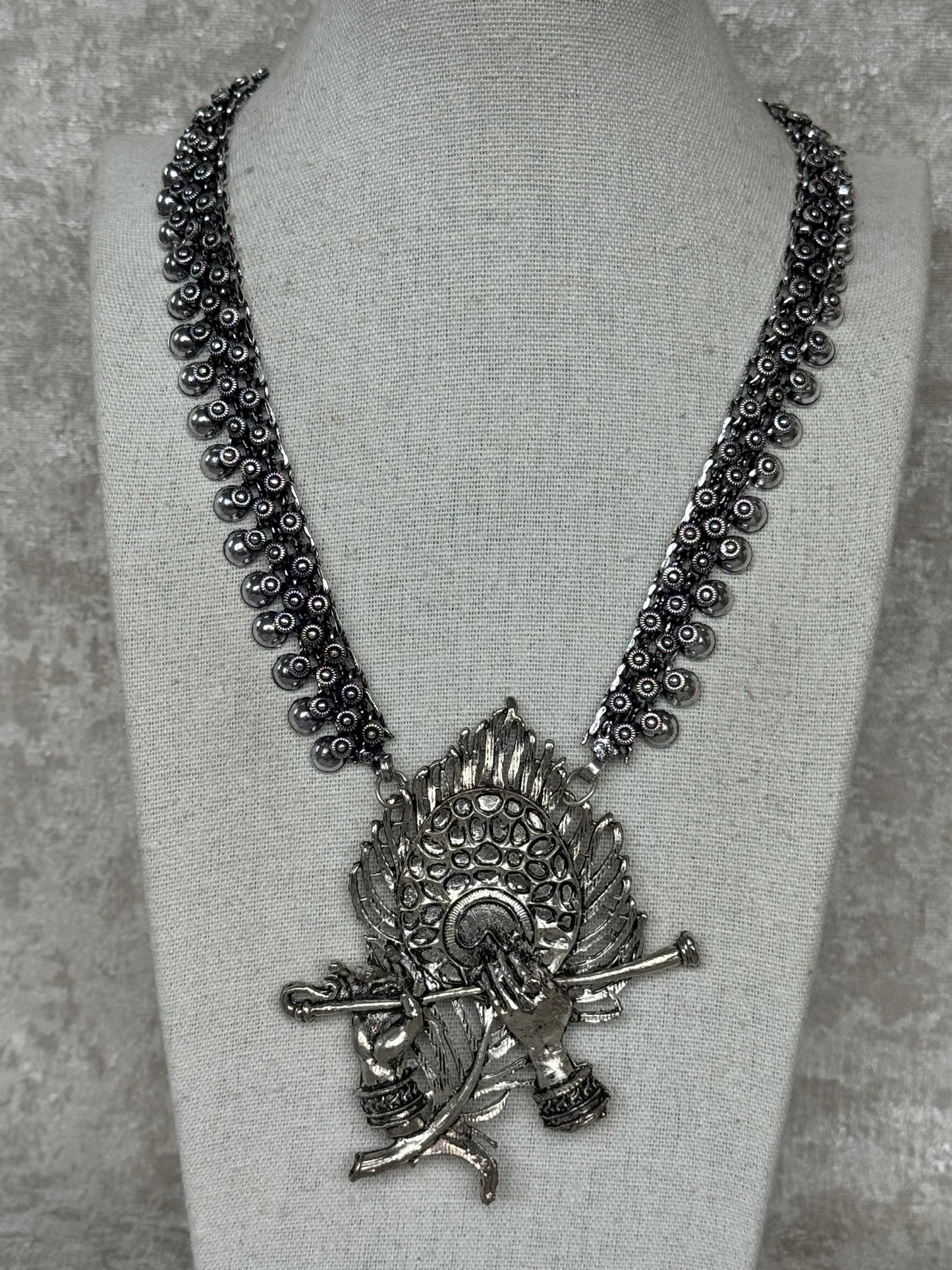 Full Oxidised Long Necklace Set