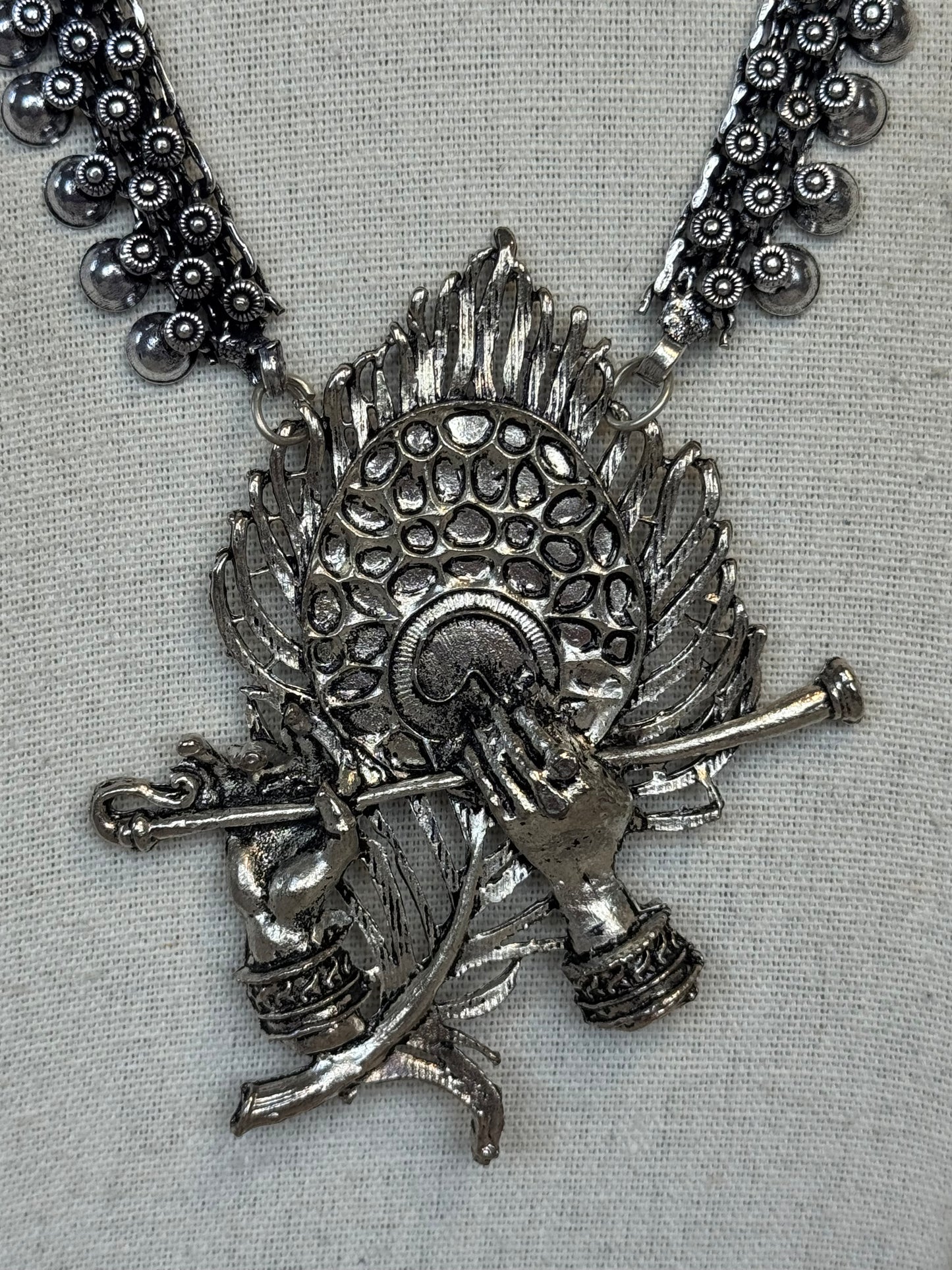 Full Oxidised Long Necklace Set