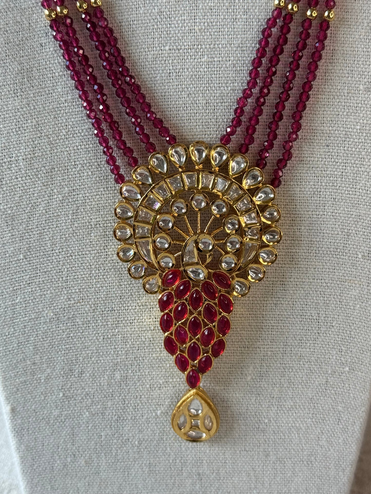 Peacock Design Kundan Long Necklace Set