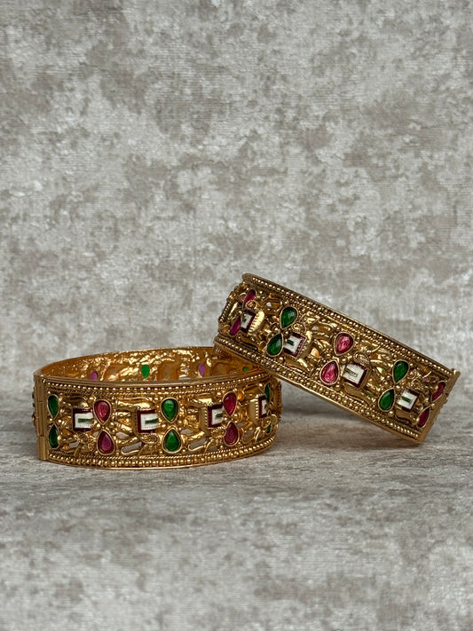 Elephant Meenakari Bangle Set | Size 2.8 | The Tara Collection