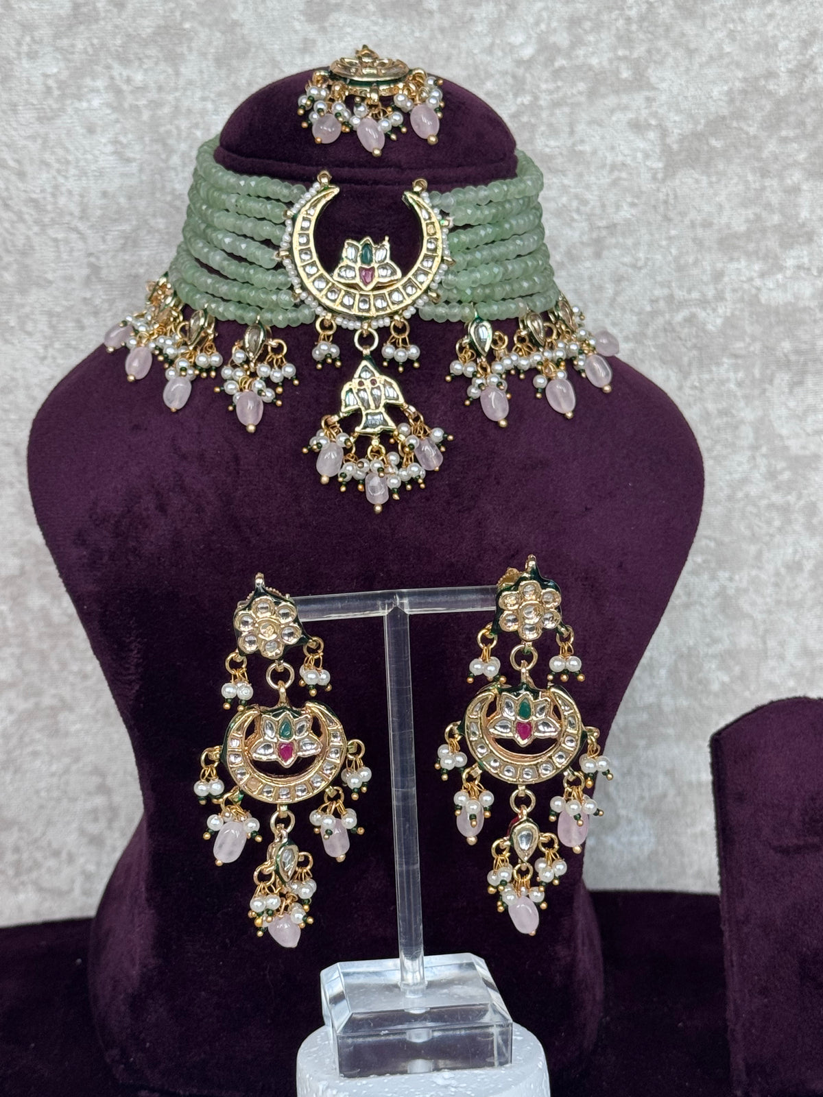Devika - Kundan & Stone Bead Choker Set | The Tara Collection