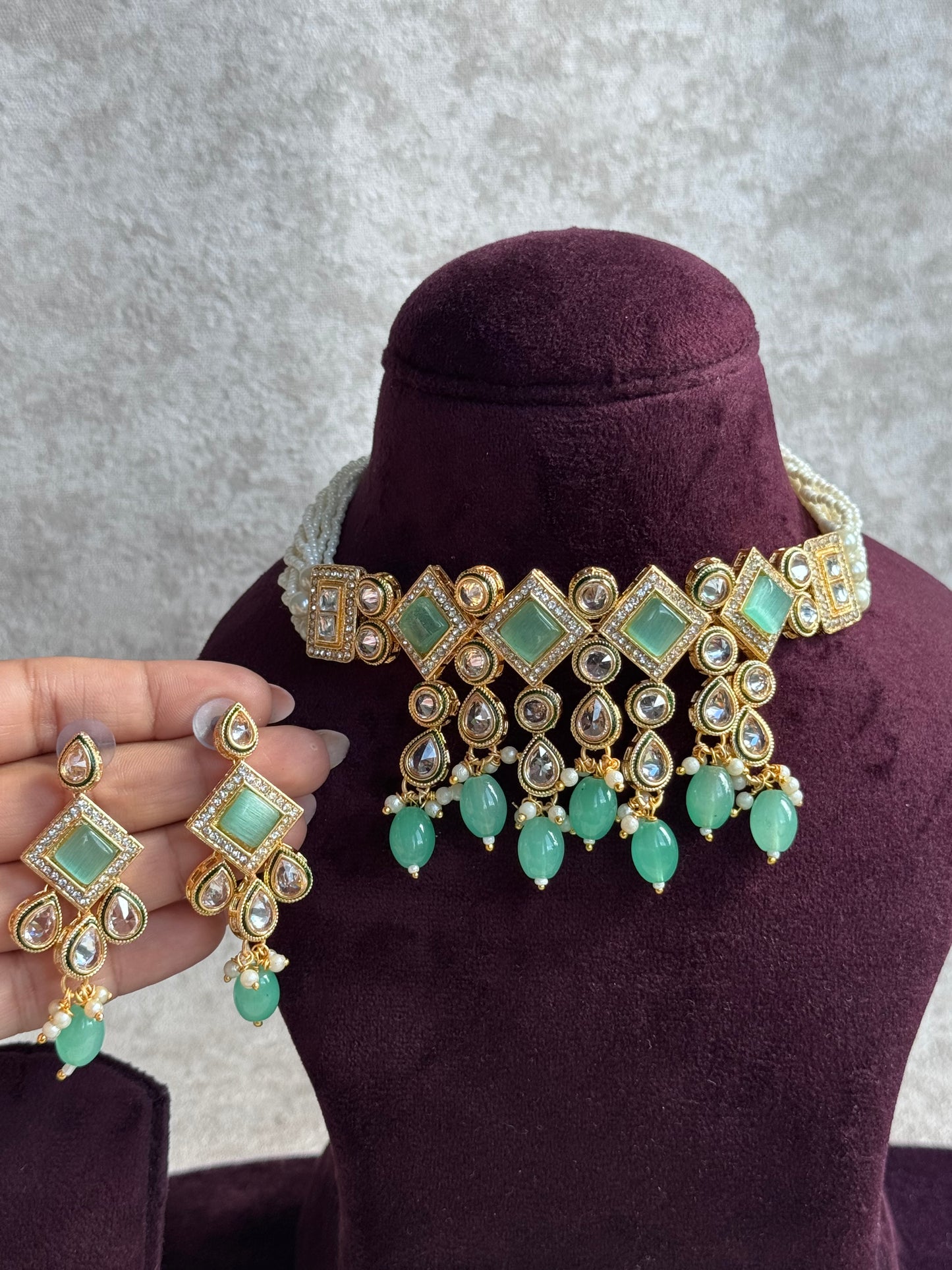 Glass Stone Choker Sets | The Tara Collection