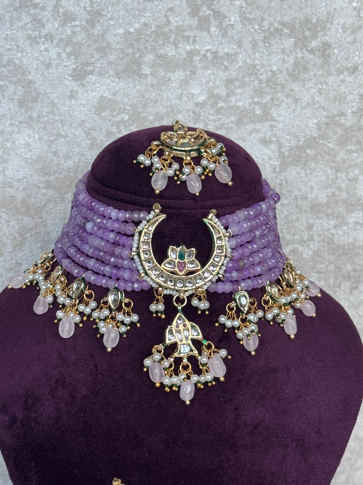 Devika - Kundan & Stone Bead Choker Set | The Tara Collection