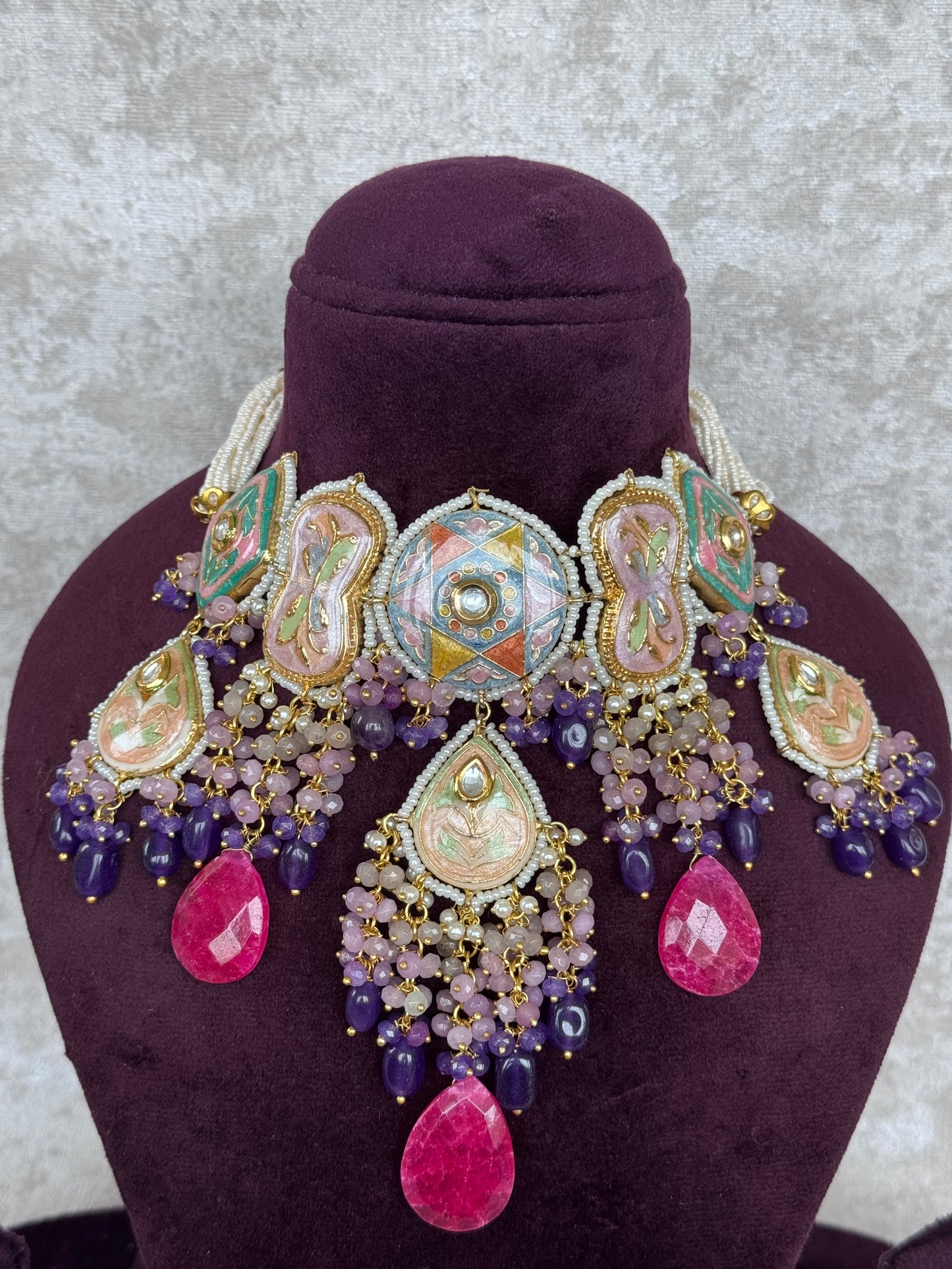Meenakari Statement Necklace Set | The Tara Collection