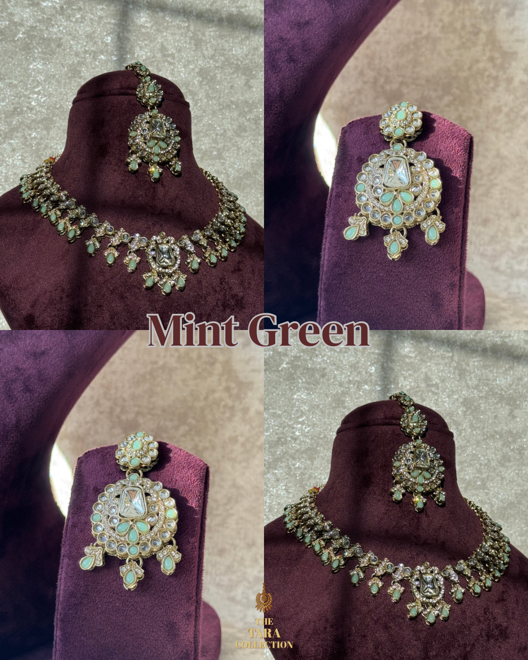 Crystal stone style necklace set (with earrings & tikka)