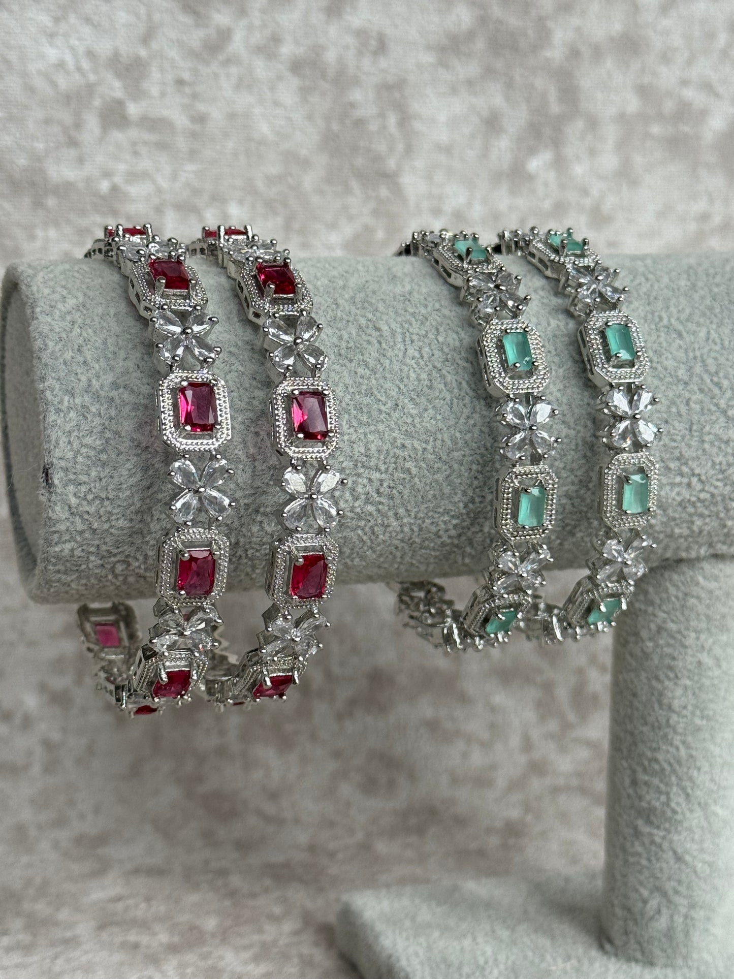 AD Cubic Zirconia Bangles (set of 2)