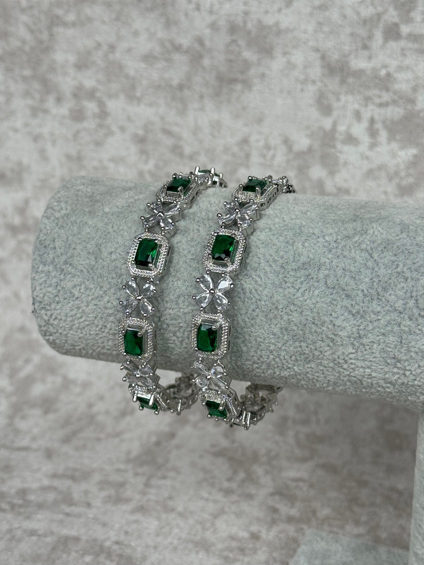 AD Cubic Zirconia Bangles (set of 2)