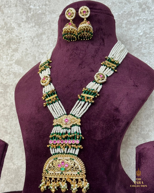 Antique Gold Plated Long Necklace Mala Set