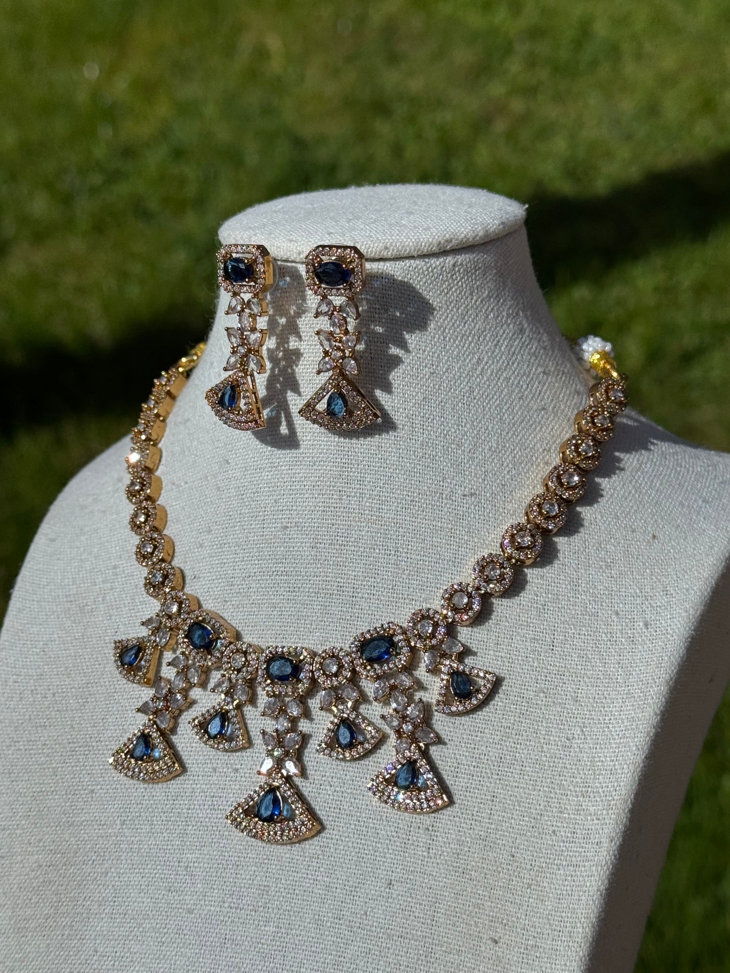 Gold Based American Diamond Necklace Set | The Tara Collection