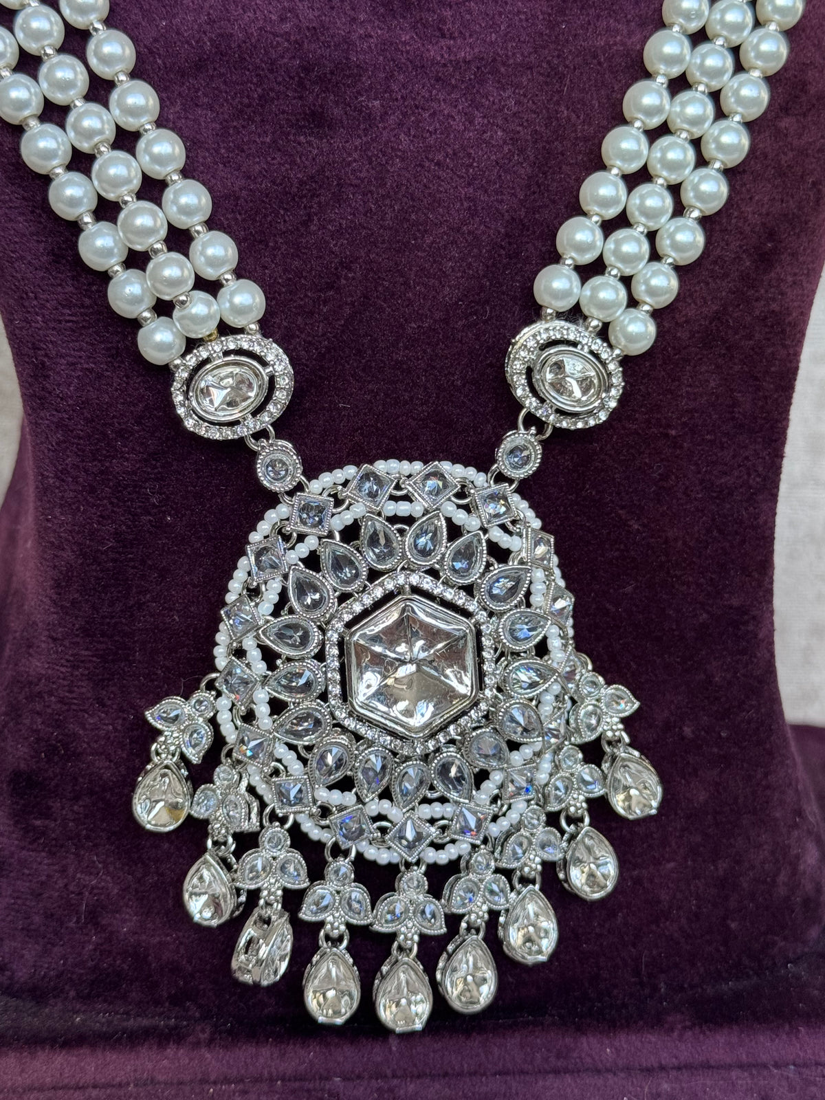 Rajvi - Pearl Long Necklace Set | The Tara Collection