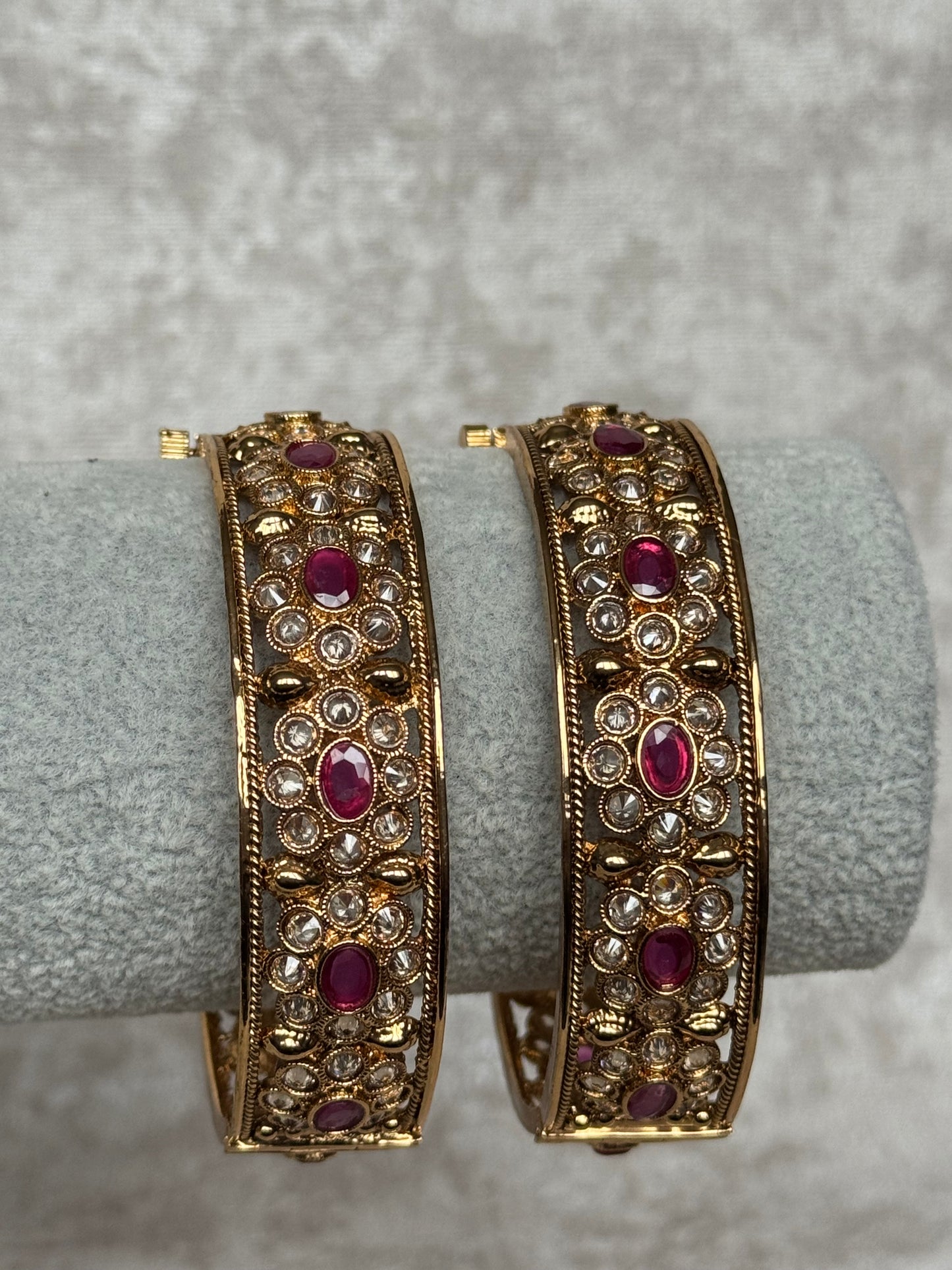 Gold & Ruby Bangle Set
