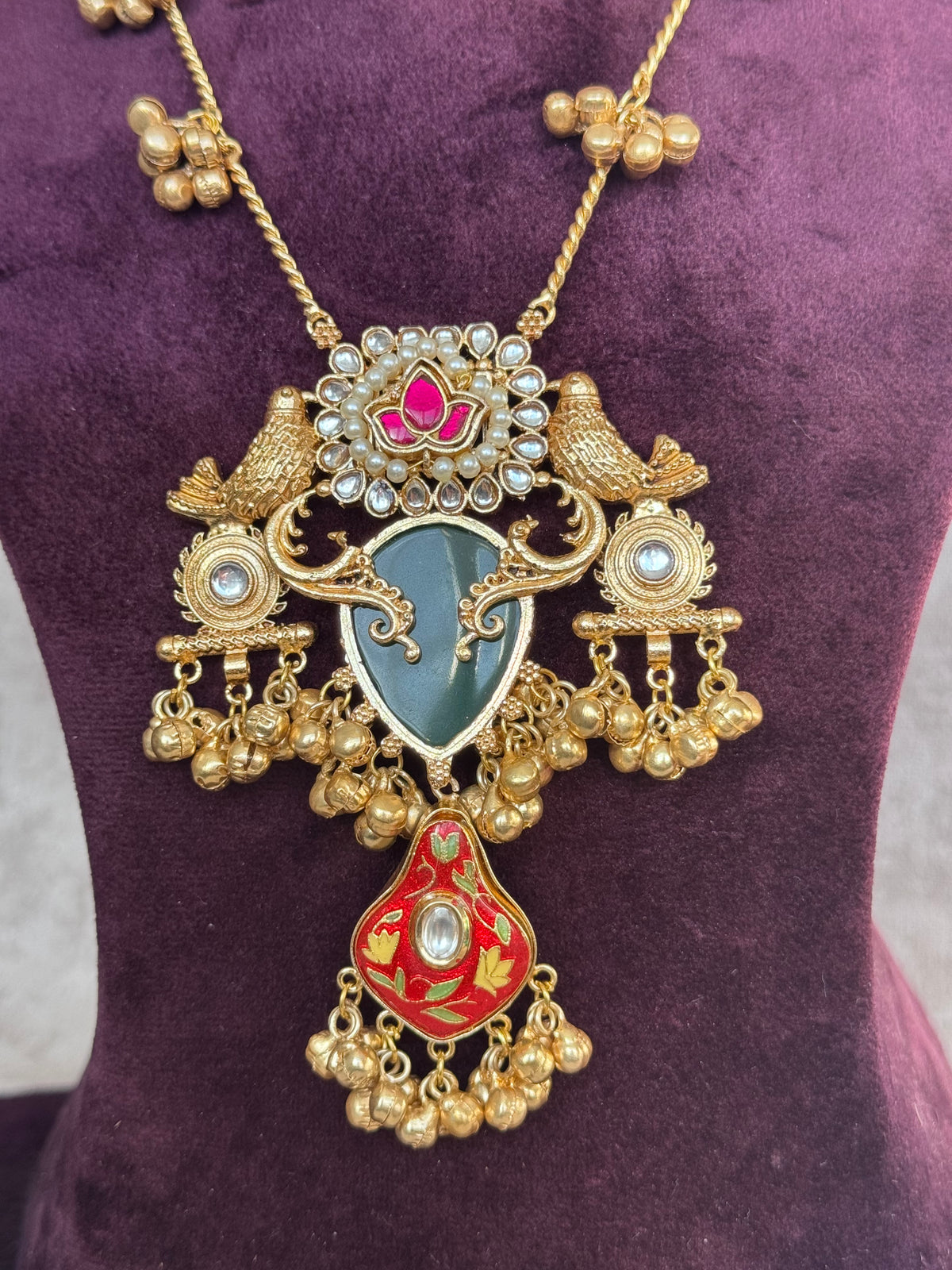 Mira - Meenakari Rajwadi Long Necklace Set | The Tara Collection