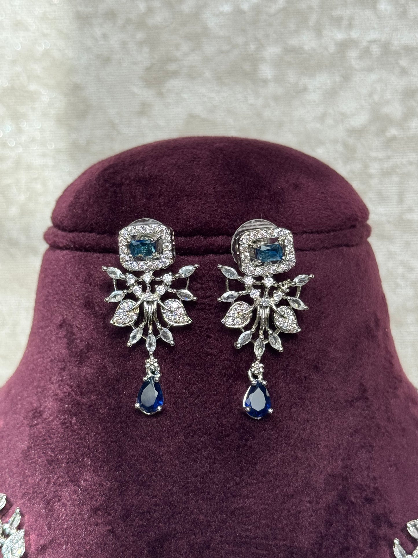 Leaf Design American Diamond Necklace Set | The Tara Collection