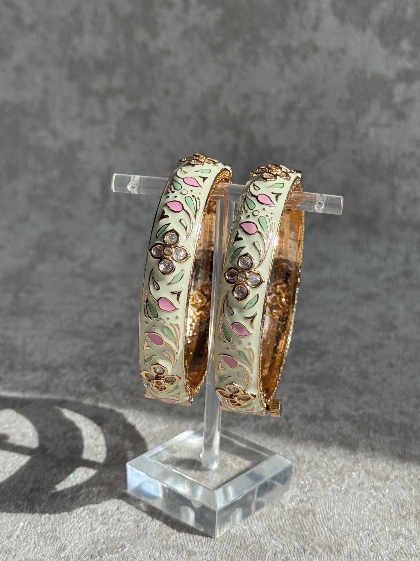 Meenakari Pastel Bangle Set of 2 | The Tara Collection