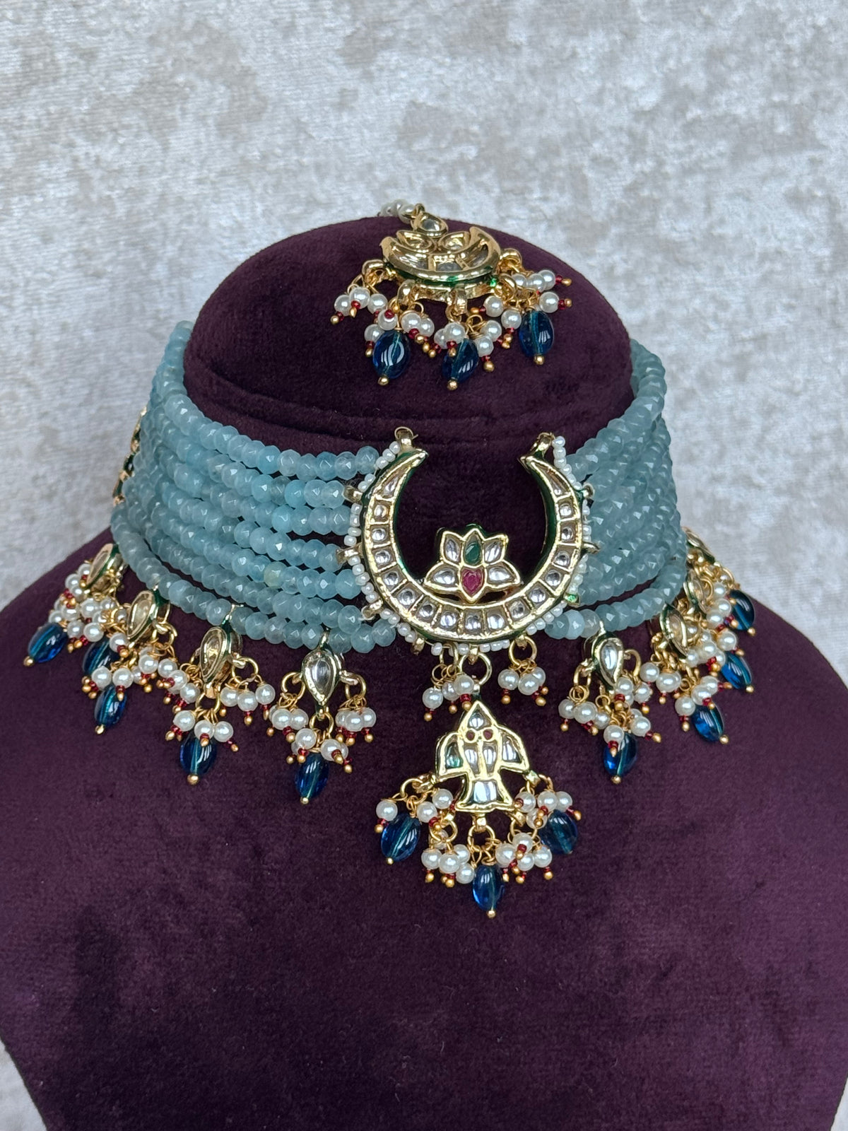 Devika - Kundan & Stone Bead Choker Set | The Tara Collection