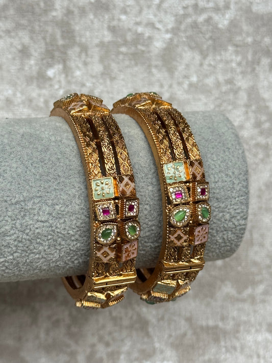 Gold Bangle Pair Set | Size 2.6 | The Tara Collection