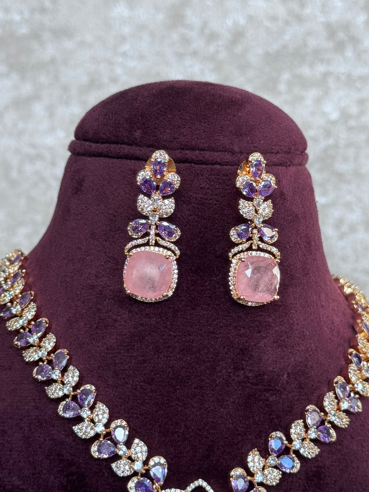 Lavanya - Floral AD Stone Necklace Set | The Tara Collection