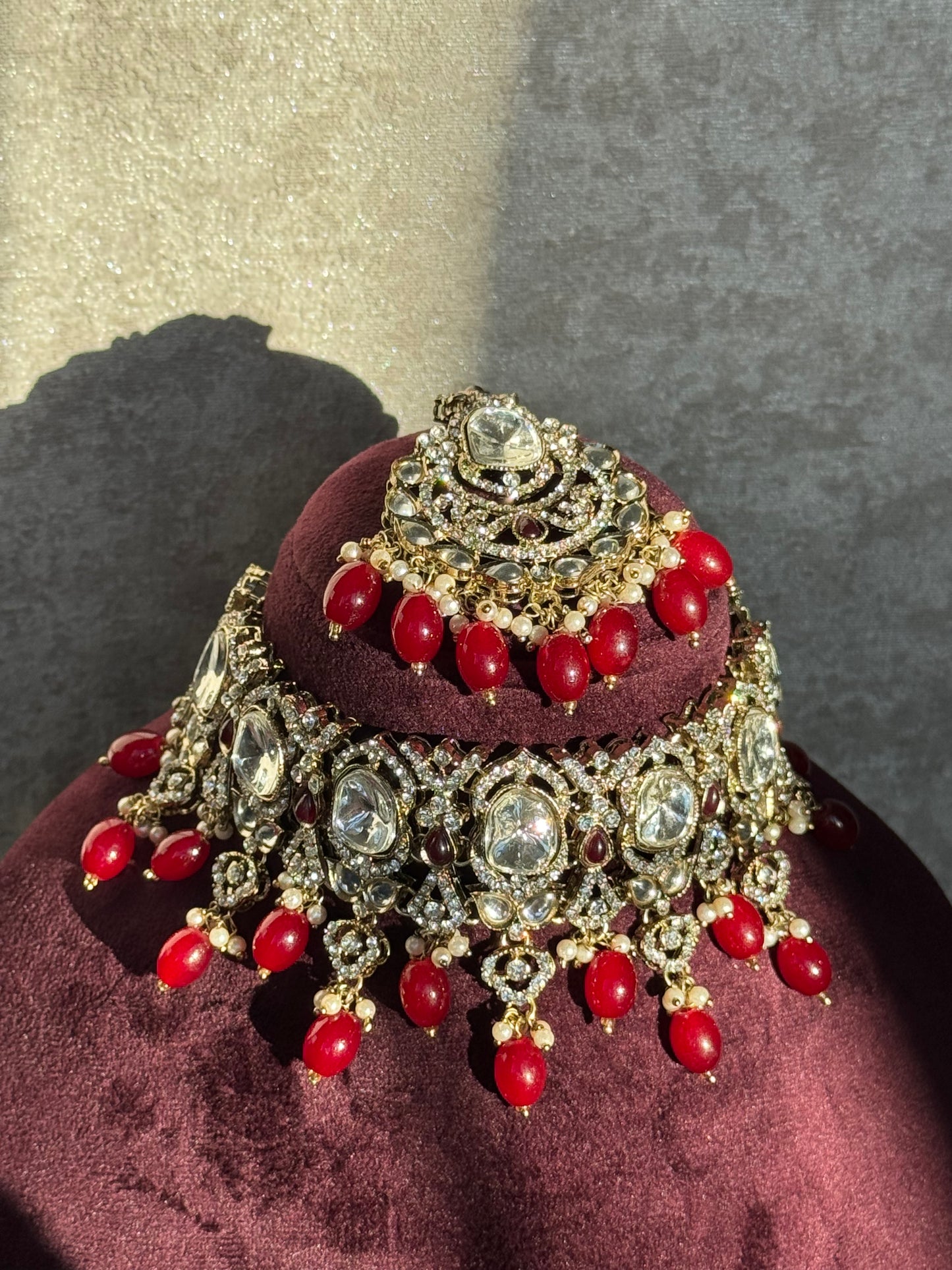 Kundan & Beaded Choker Set | Necklace, Earrings, Tikka
